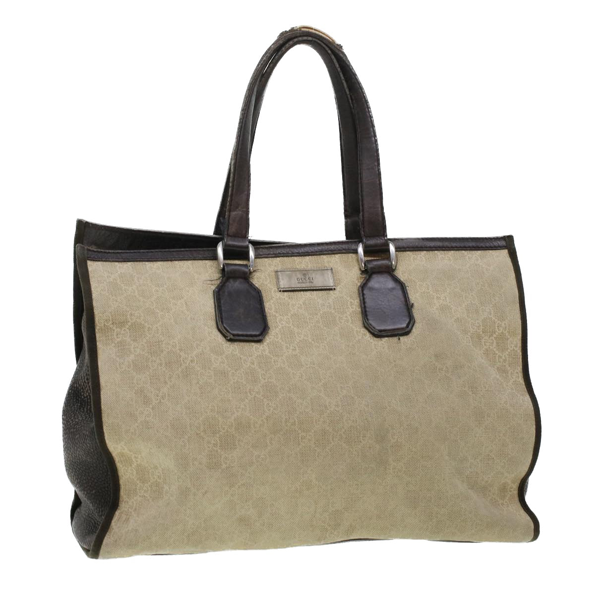 GUCCI GG Canvas Tote Bag Beige 281400 Auth ar9407