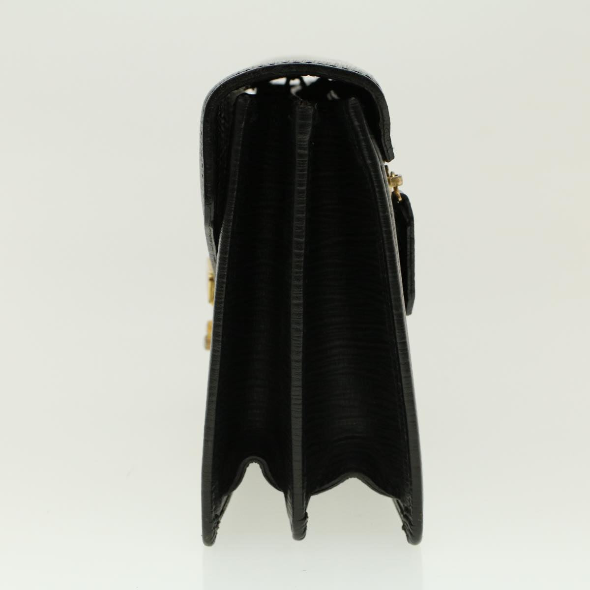 VERSACE Clutch Bag Leather Black Auth ar9410