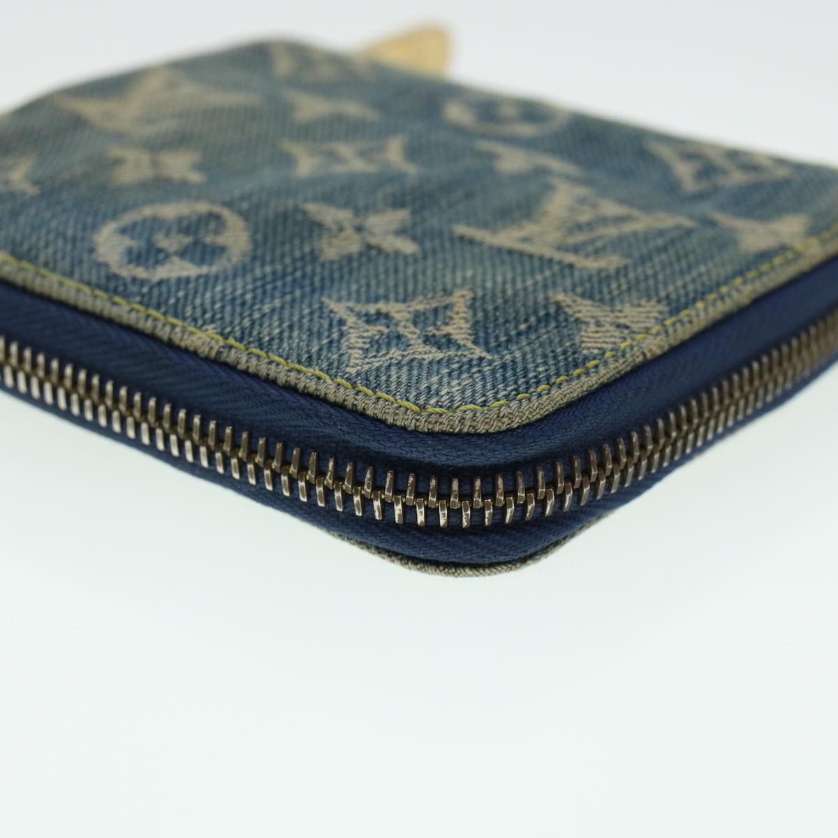 LOUIS VUITTON Monogram Denim Mini Zippy Wallet Wallet Blue M95342 Auth ar9433B