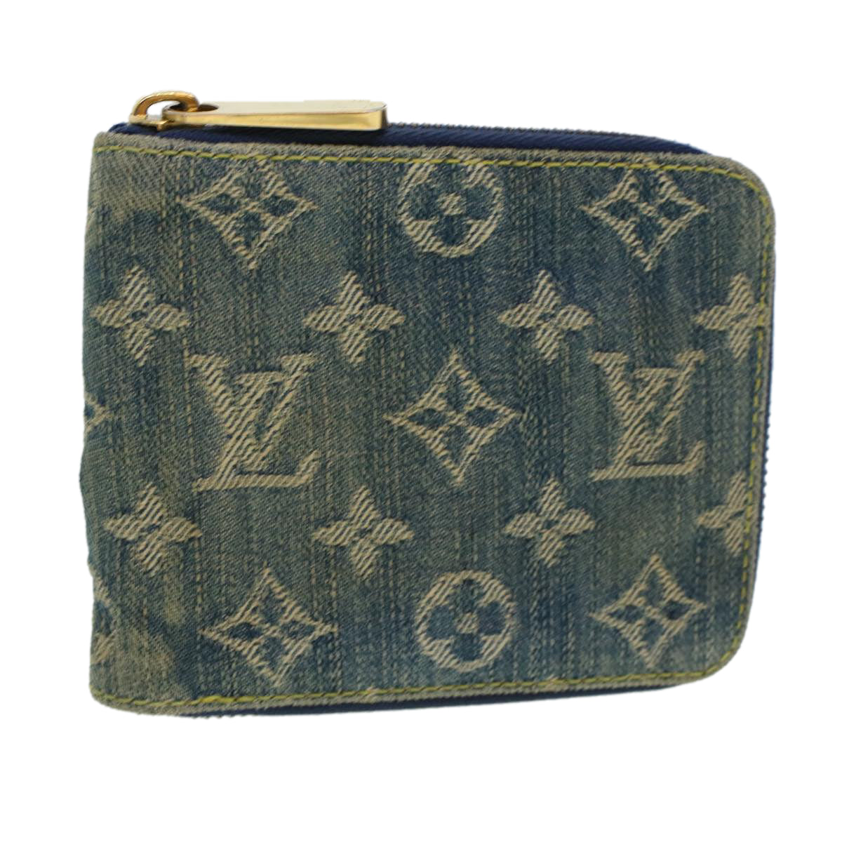 LOUIS VUITTON Monogram Denim Mini Zippy Wallet Wallet Blue M95342 Auth ar9433B