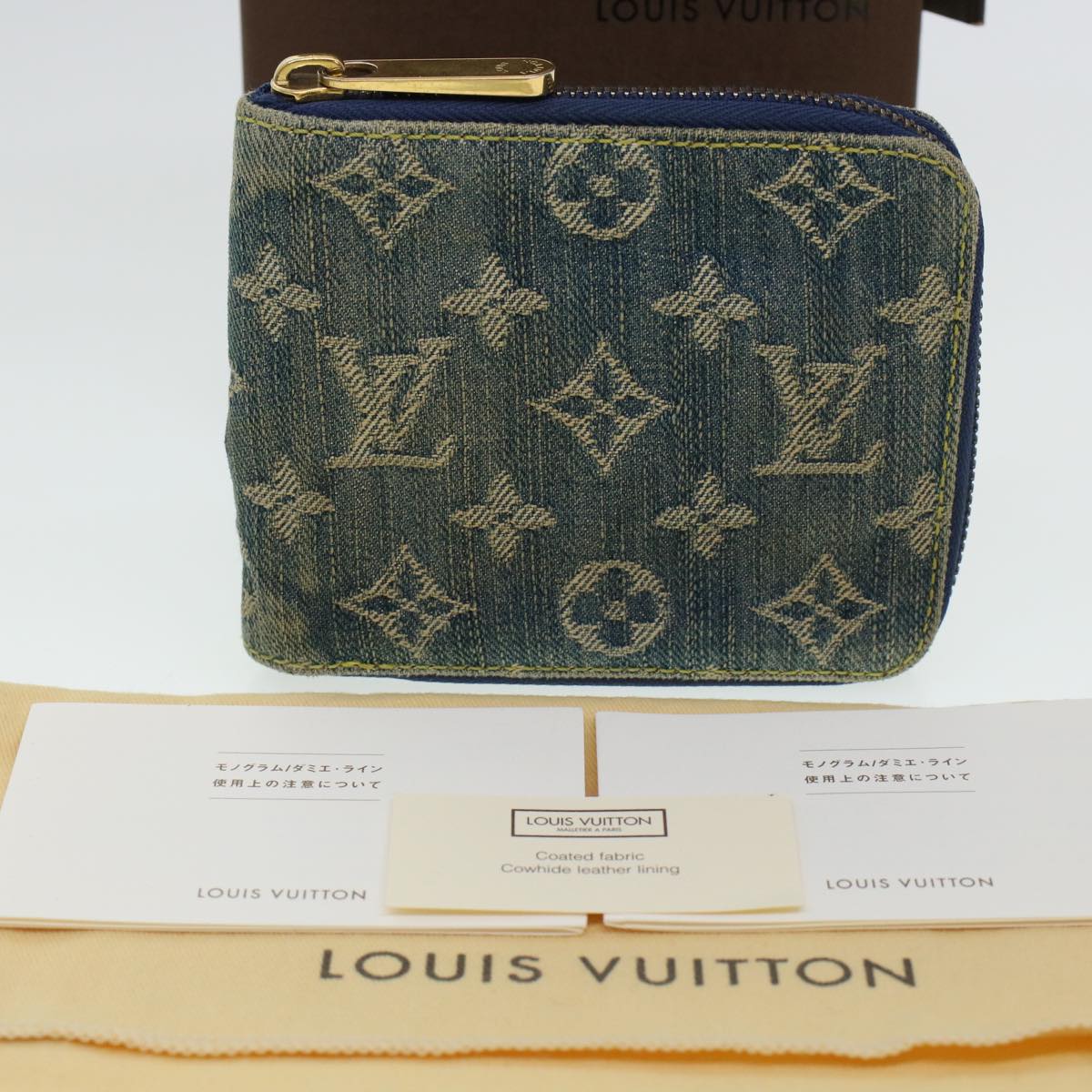 LOUIS VUITTON Monogram Denim Mini Zippy Wallet Wallet Blue M95342 Auth ar9433B