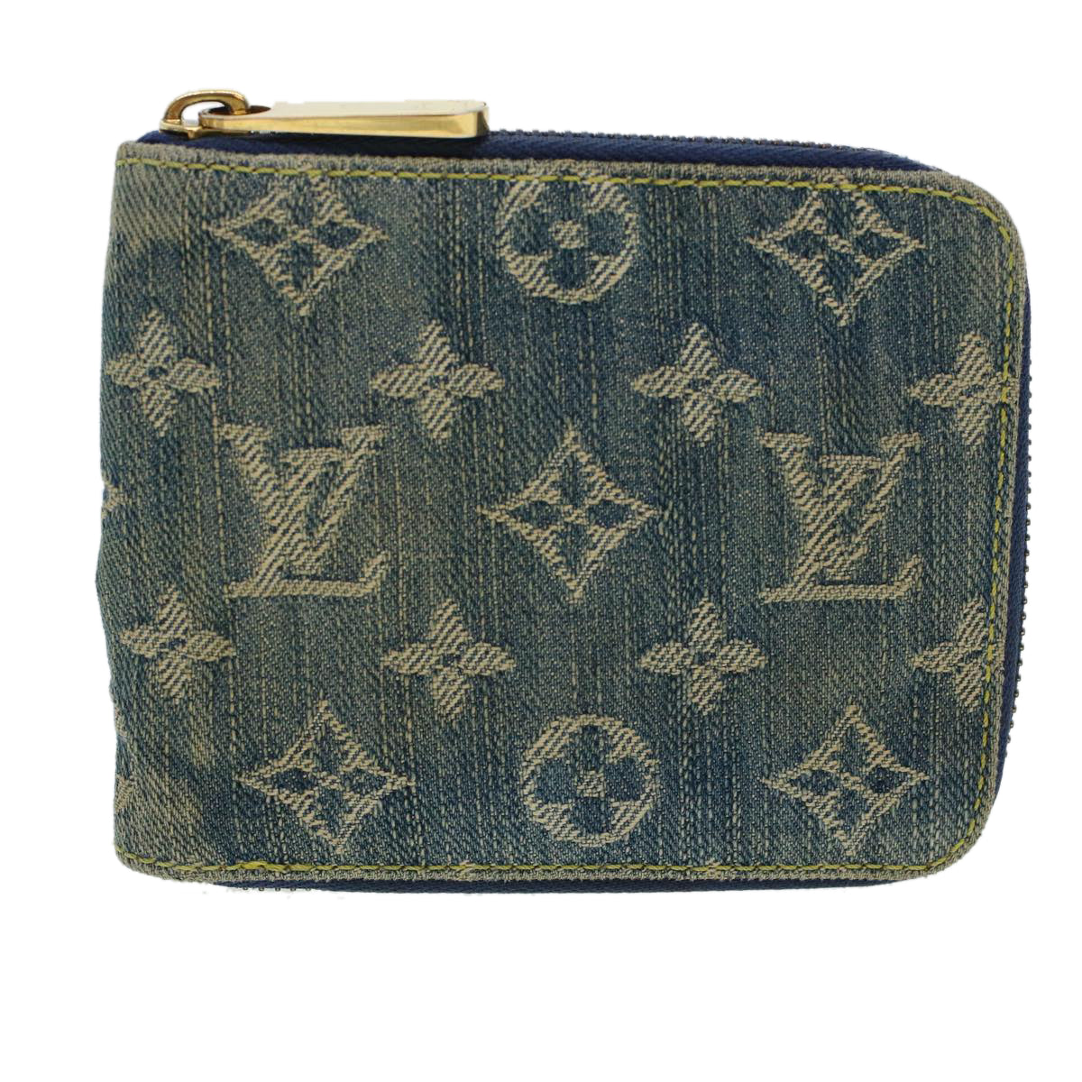 LOUIS VUITTON Monogram Denim Mini Zippy Wallet Wallet Blue M95342 Auth ar9433B