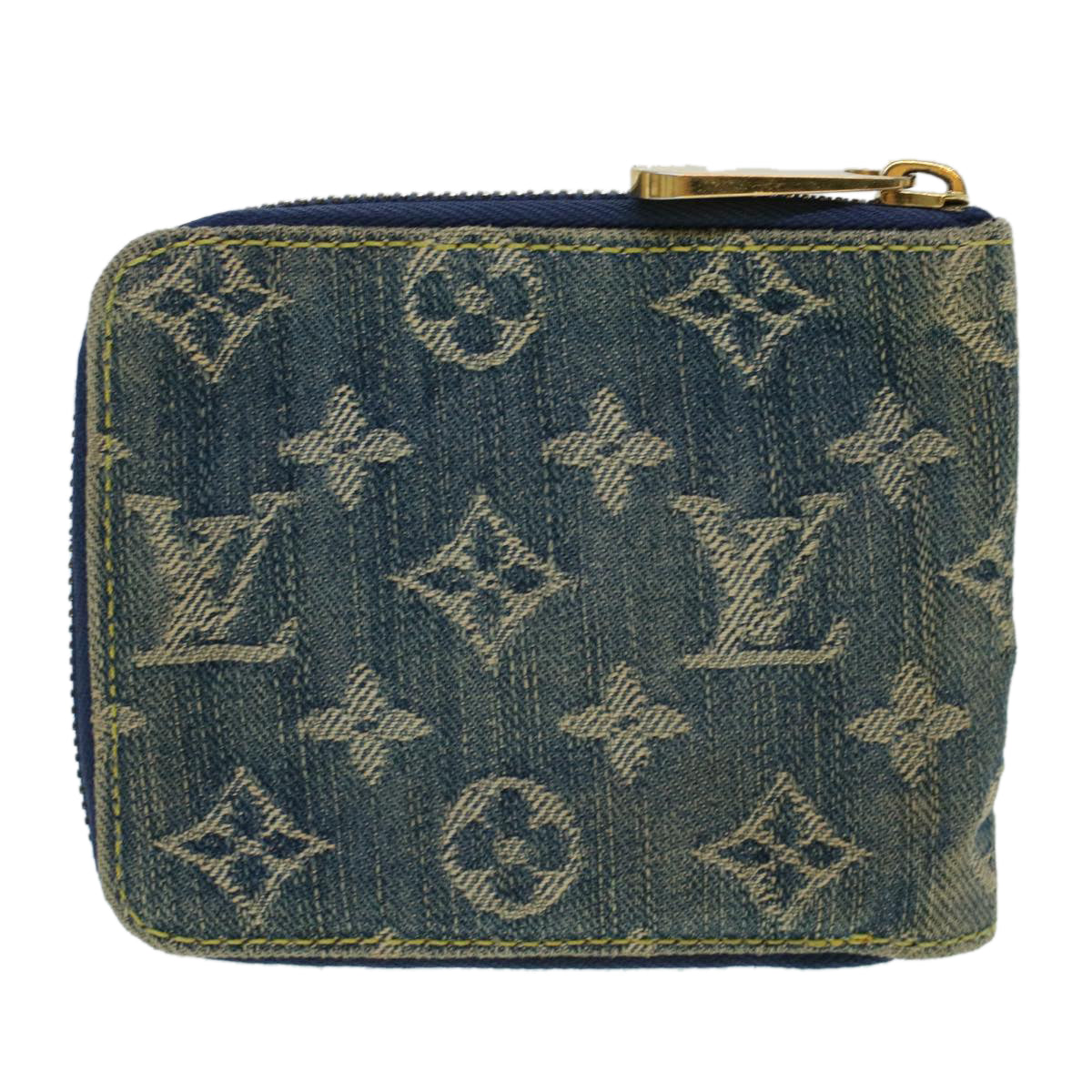 LOUIS VUITTON Monogram Denim Mini Zippy Wallet Wallet Blue M95342 Auth ar9433B - 0