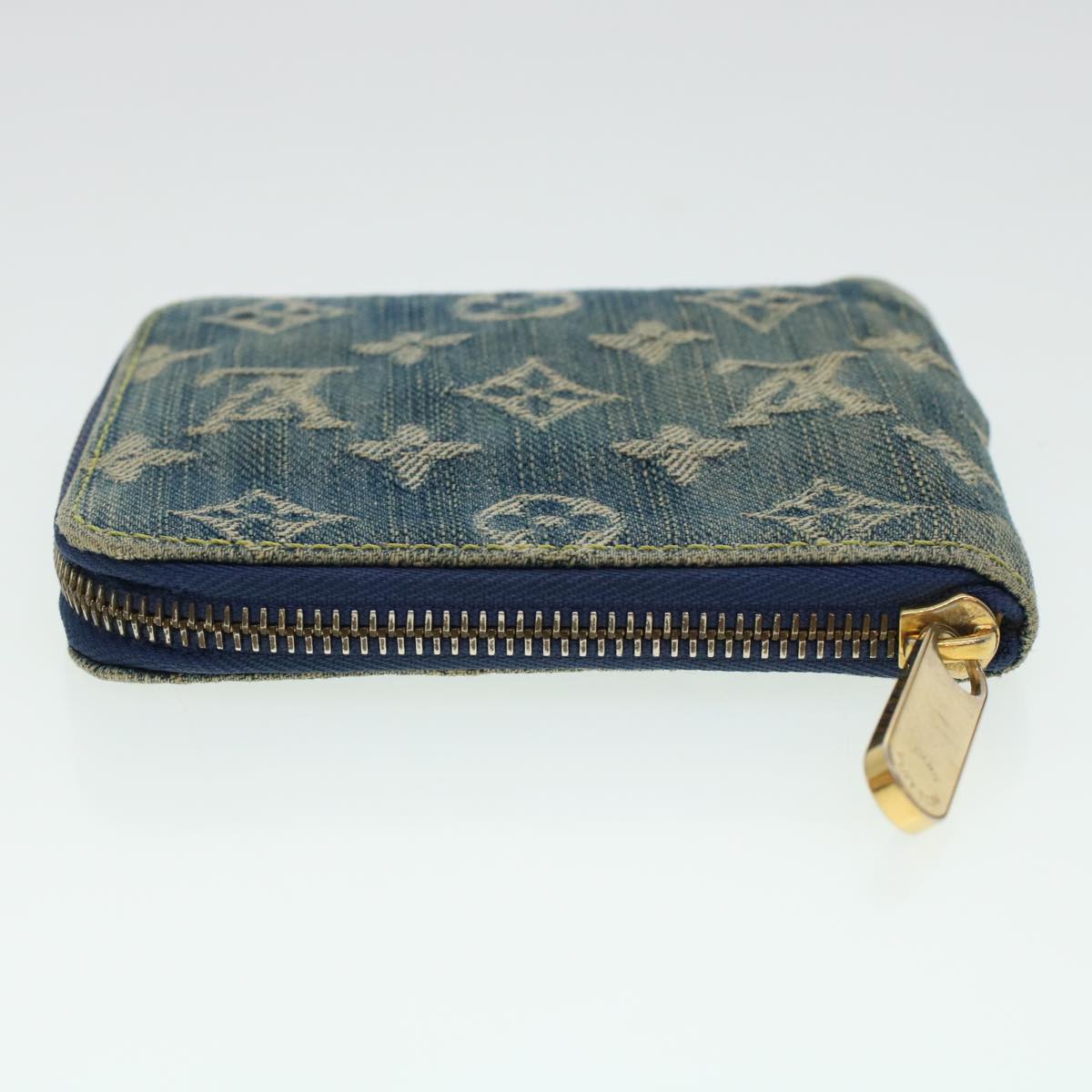 LOUIS VUITTON Monogram Denim Mini Zippy Wallet Wallet Blue M95342 Auth ar9433B