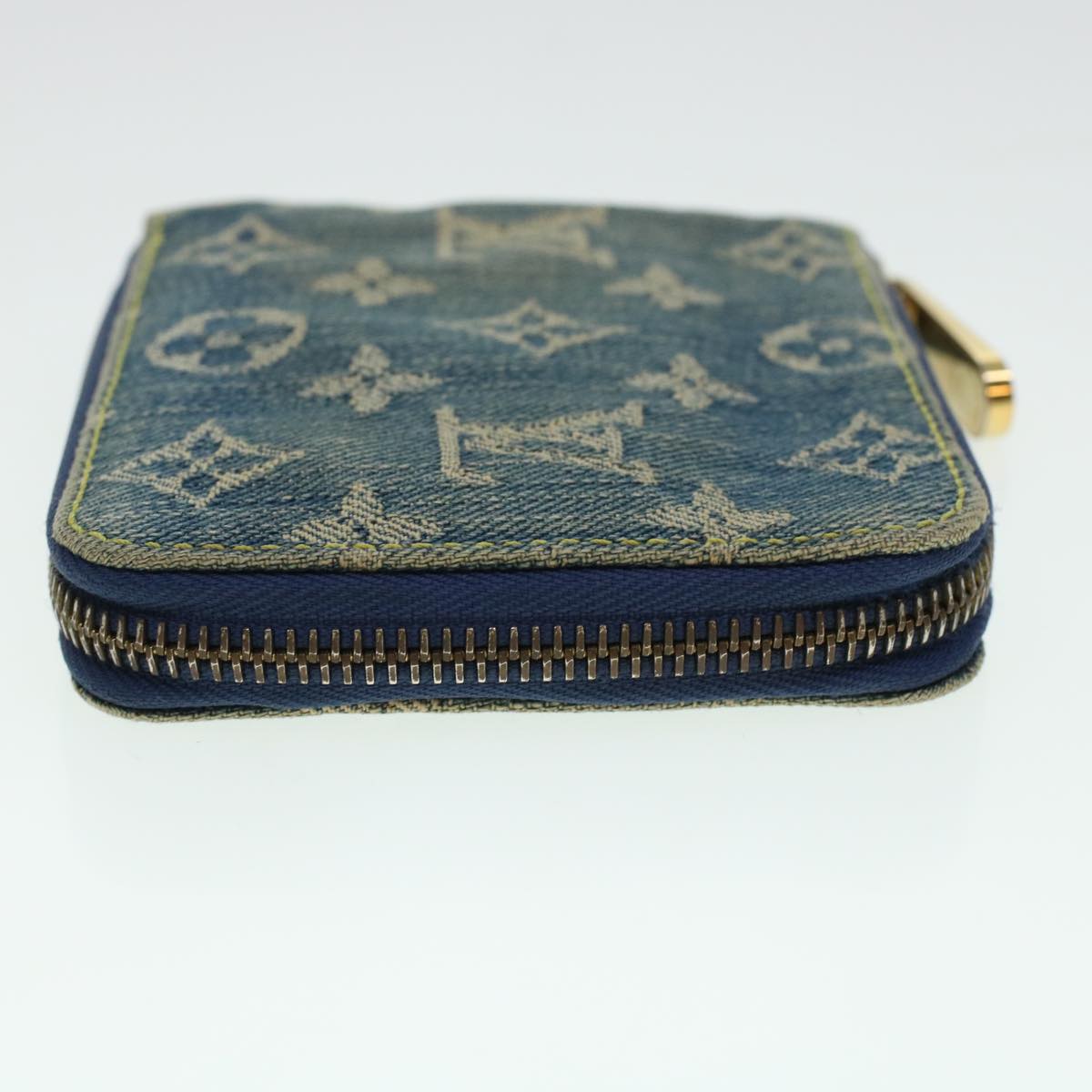 LOUIS VUITTON Monogram Denim Mini Zippy Wallet Wallet Blue M95342 Auth ar9433B