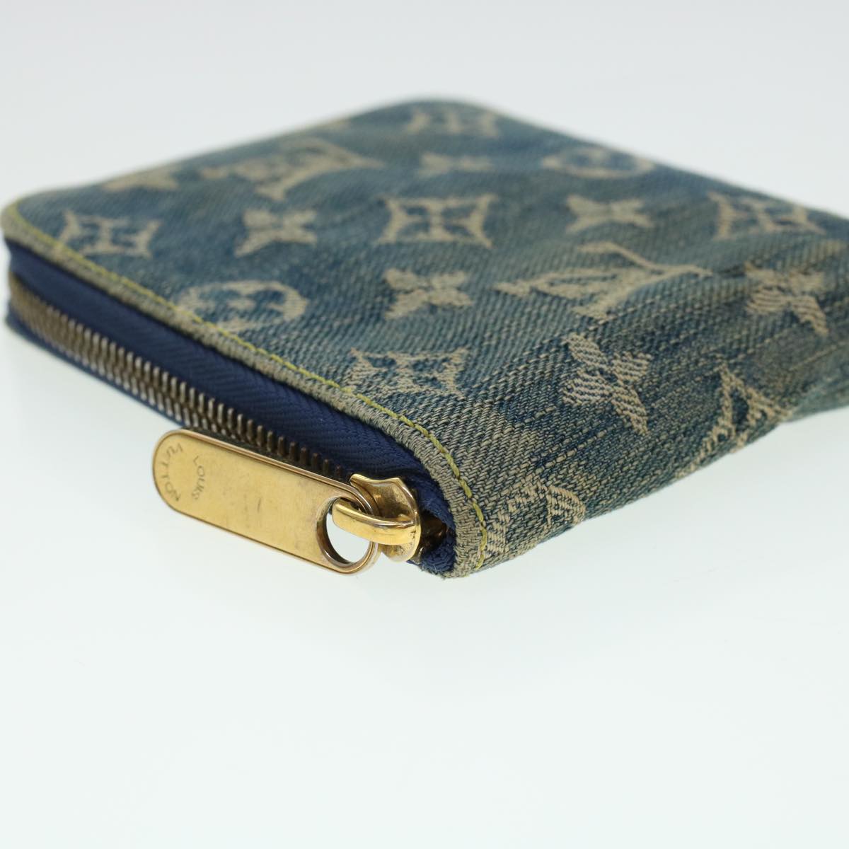 LOUIS VUITTON Monogram Denim Mini Zippy Wallet Wallet Blue M95342 Auth ar9433B