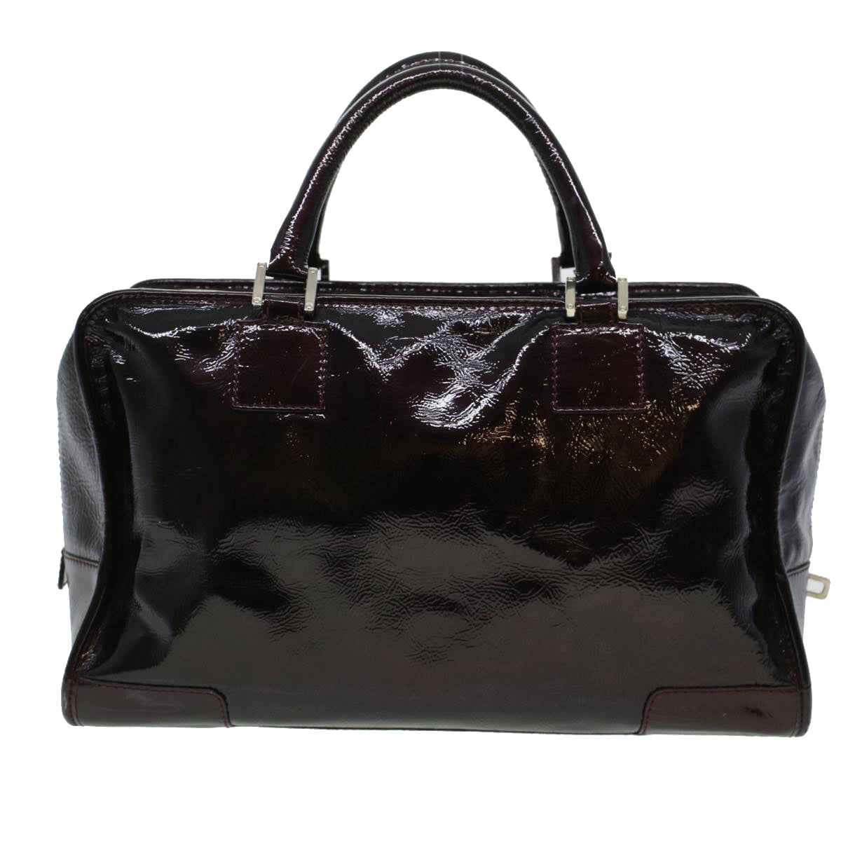 LOEWE Hand Bag Patent Leather Wine Red Auth ar9455 - 0