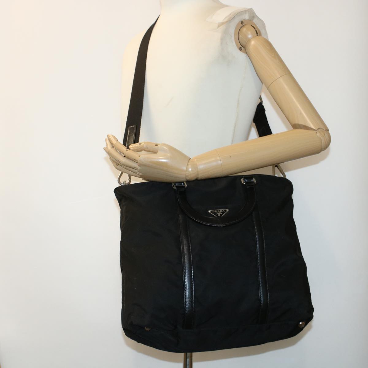 PRADA Hand Bag Nylon 2way Black Auth ar9474