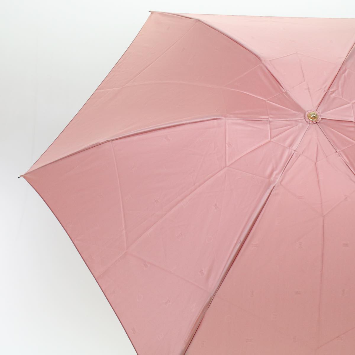 CELINE Macadam Canvas Folding Umbrella Nylon Pink Auth ar9495