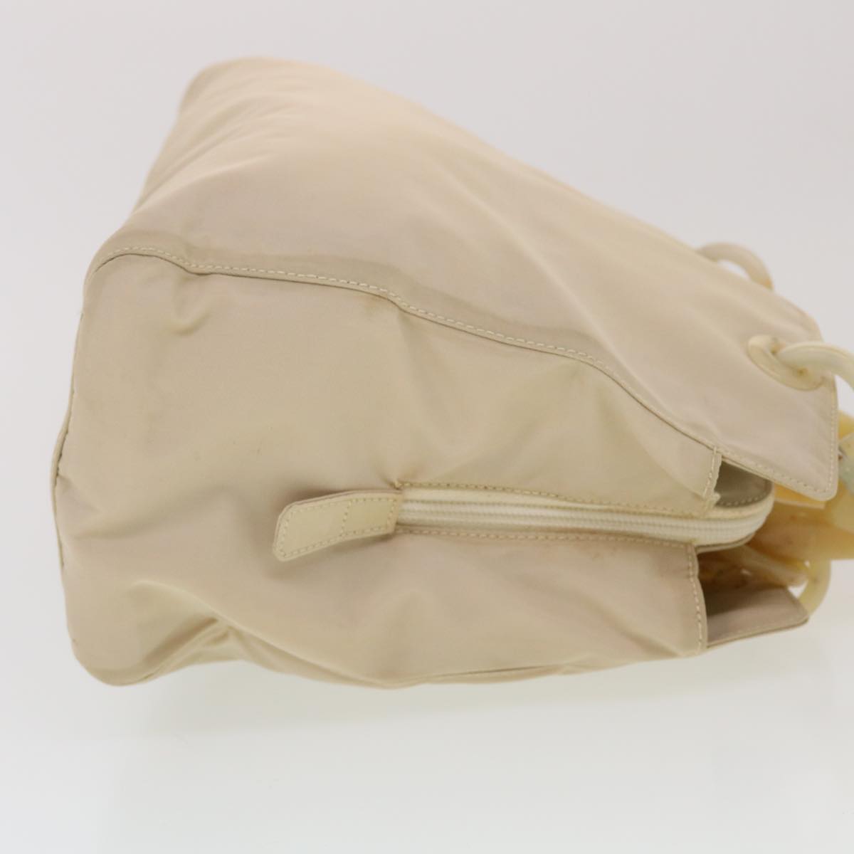 PRADA Chain Hand Bag Nylon Beige Auth ar9541B