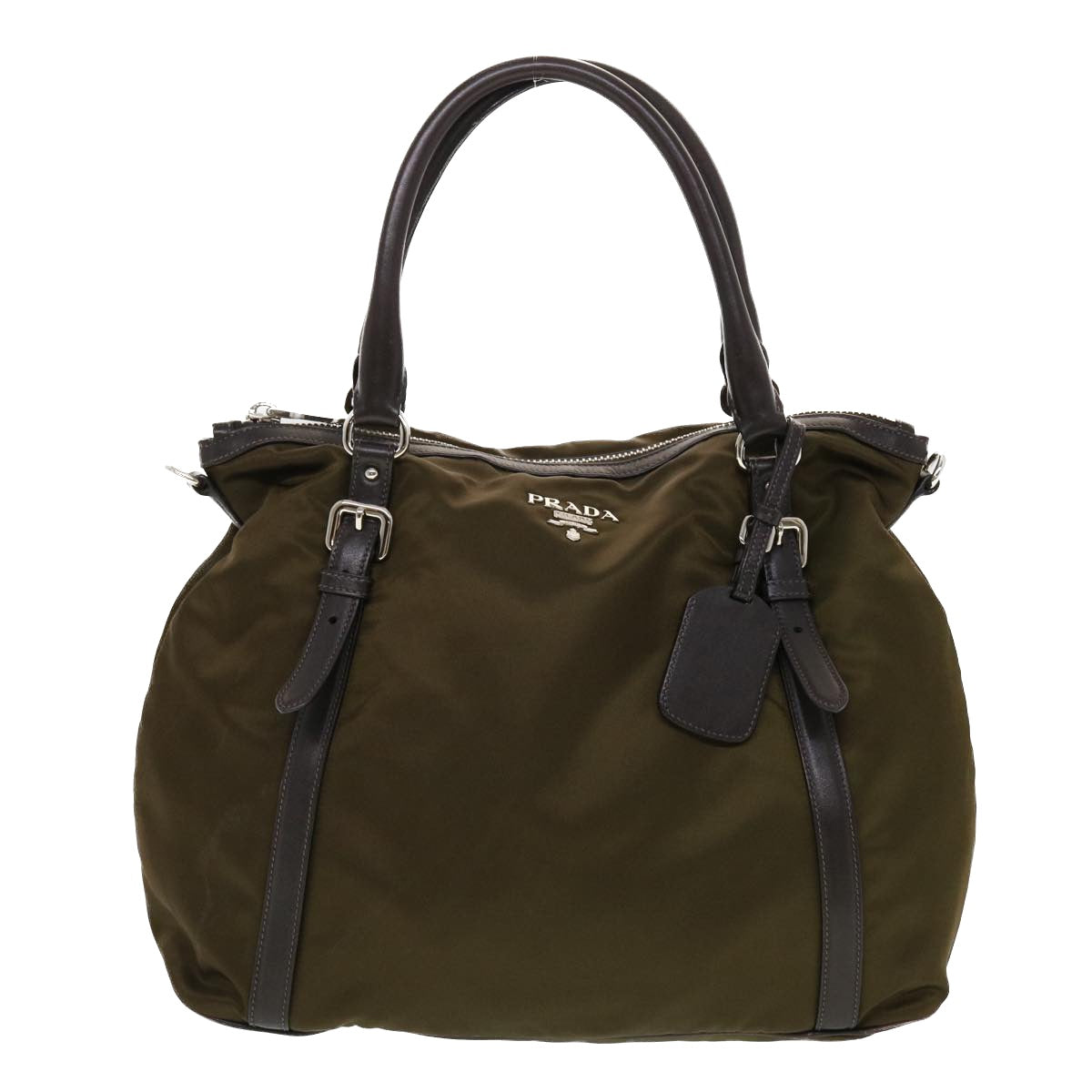 PRADA Hand Bag Nylon 2way Brown Auth ar9568