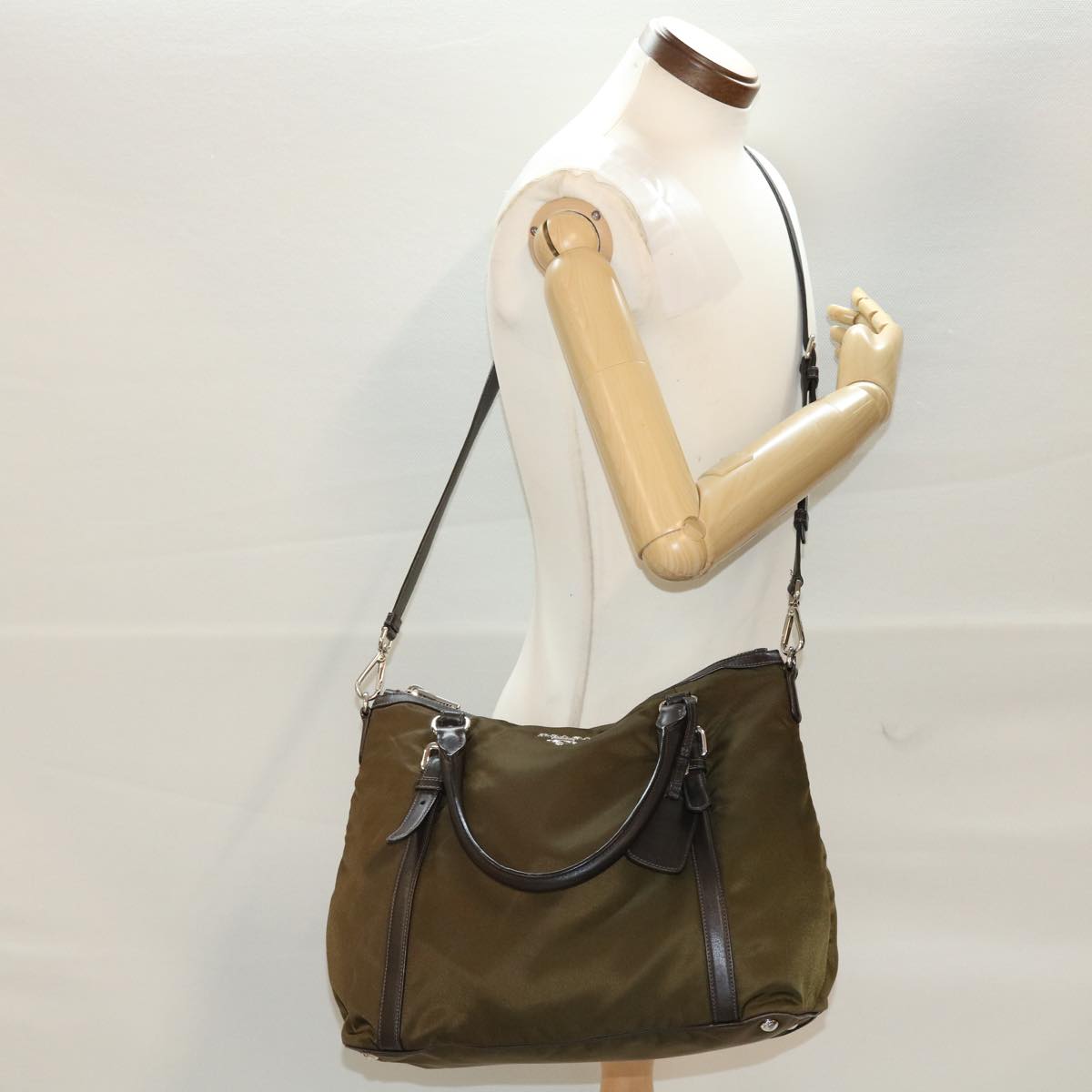 PRADA Hand Bag Nylon 2way Brown Auth ar9568