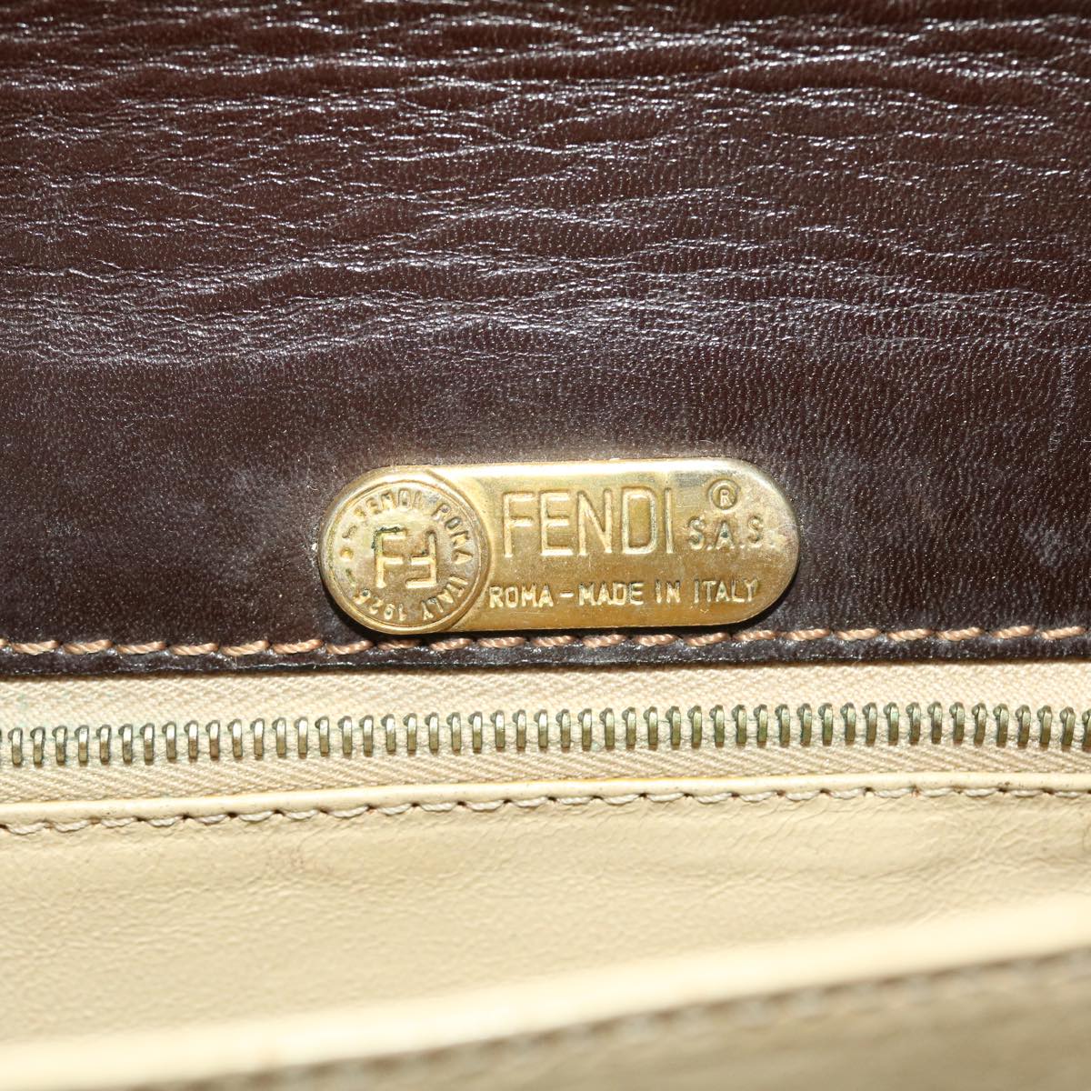 FENDI Shoulder Bag Leather Brown Auth ar9569