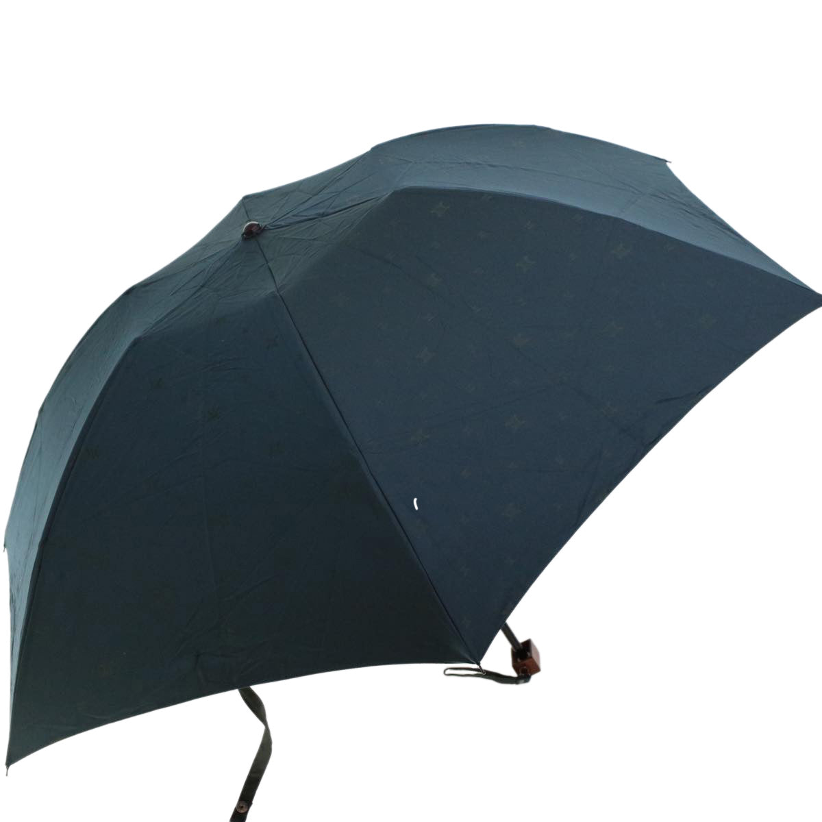 CELINE Macadam Canvas Folding Umbrella Nylon Green Brown Auth ar9574