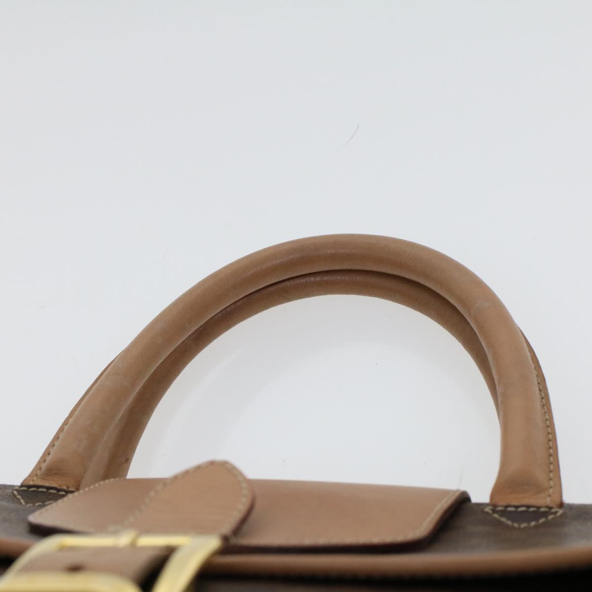 CELINE Macadam Canvas Boston Bag PVC Leather Brown Auth ar9577