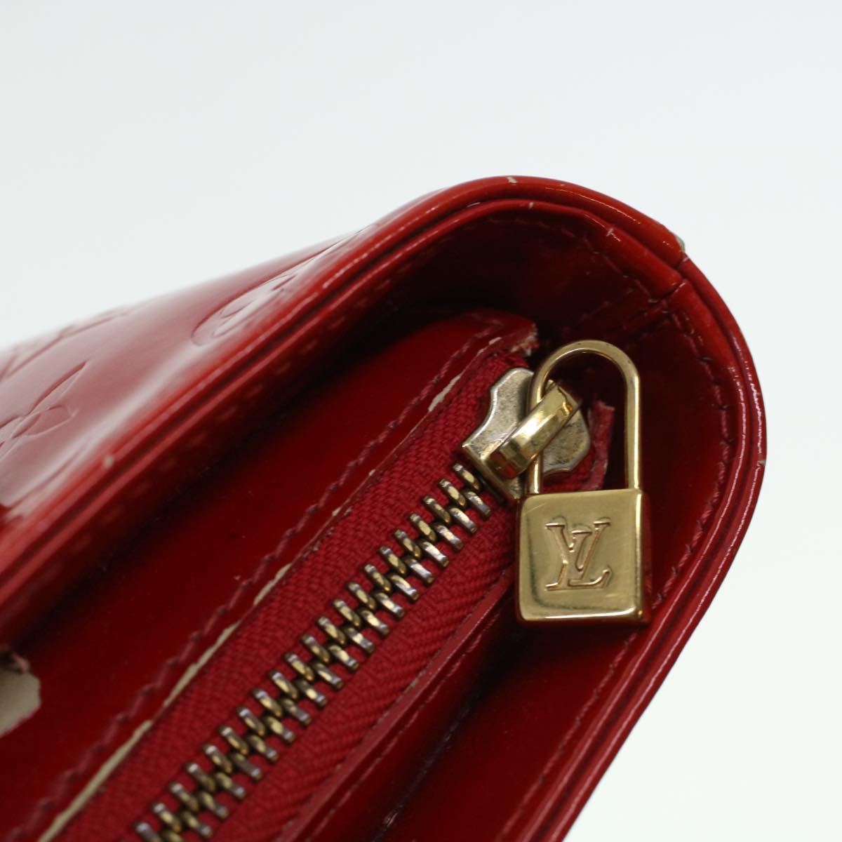 LOUIS VUITTON Monogram Vernis Houston Hand Bag Red M91092 LV Auth ar9583