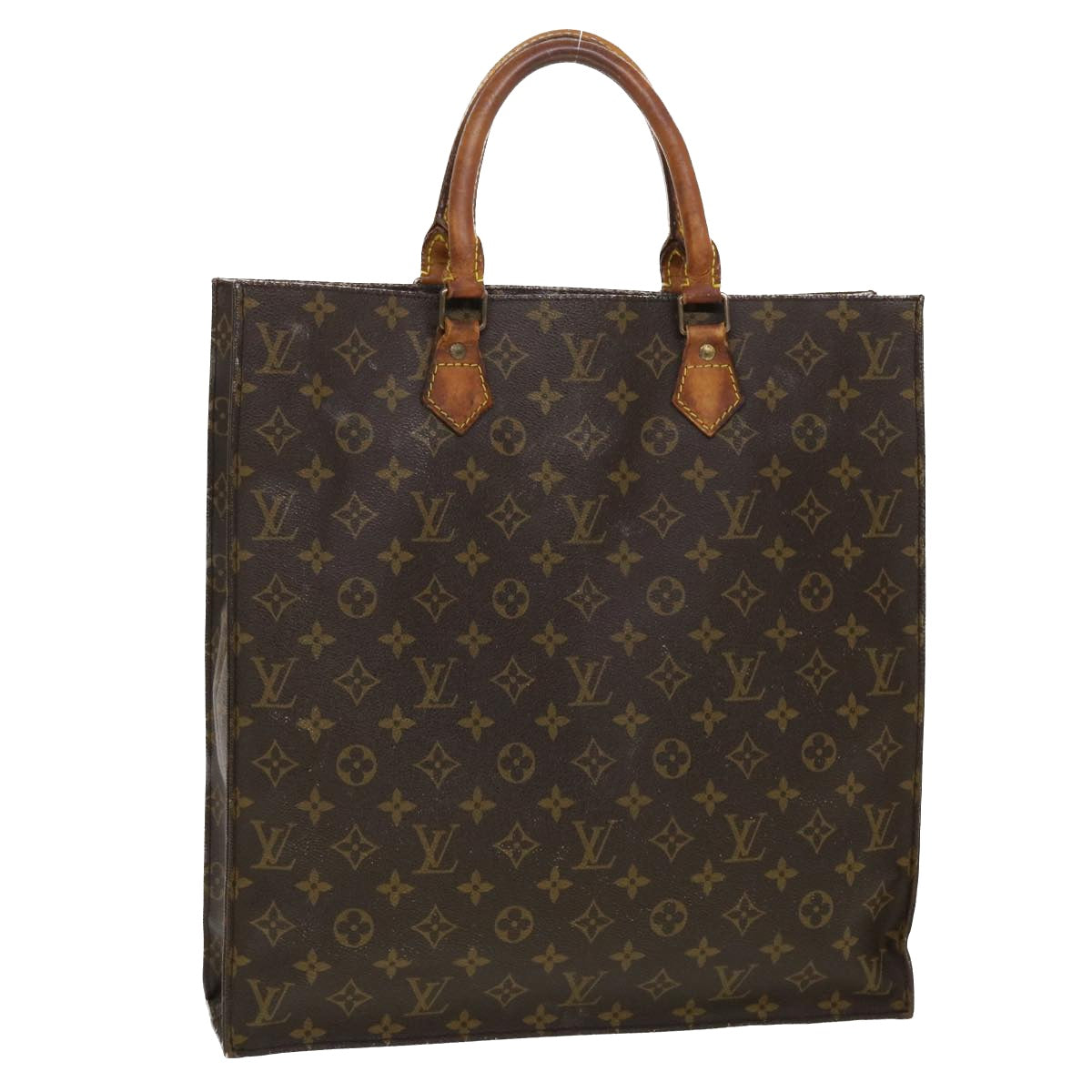 LOUIS VUITTON Monogram Sac Plat Hand Bag M51140 LV Auth ar9611