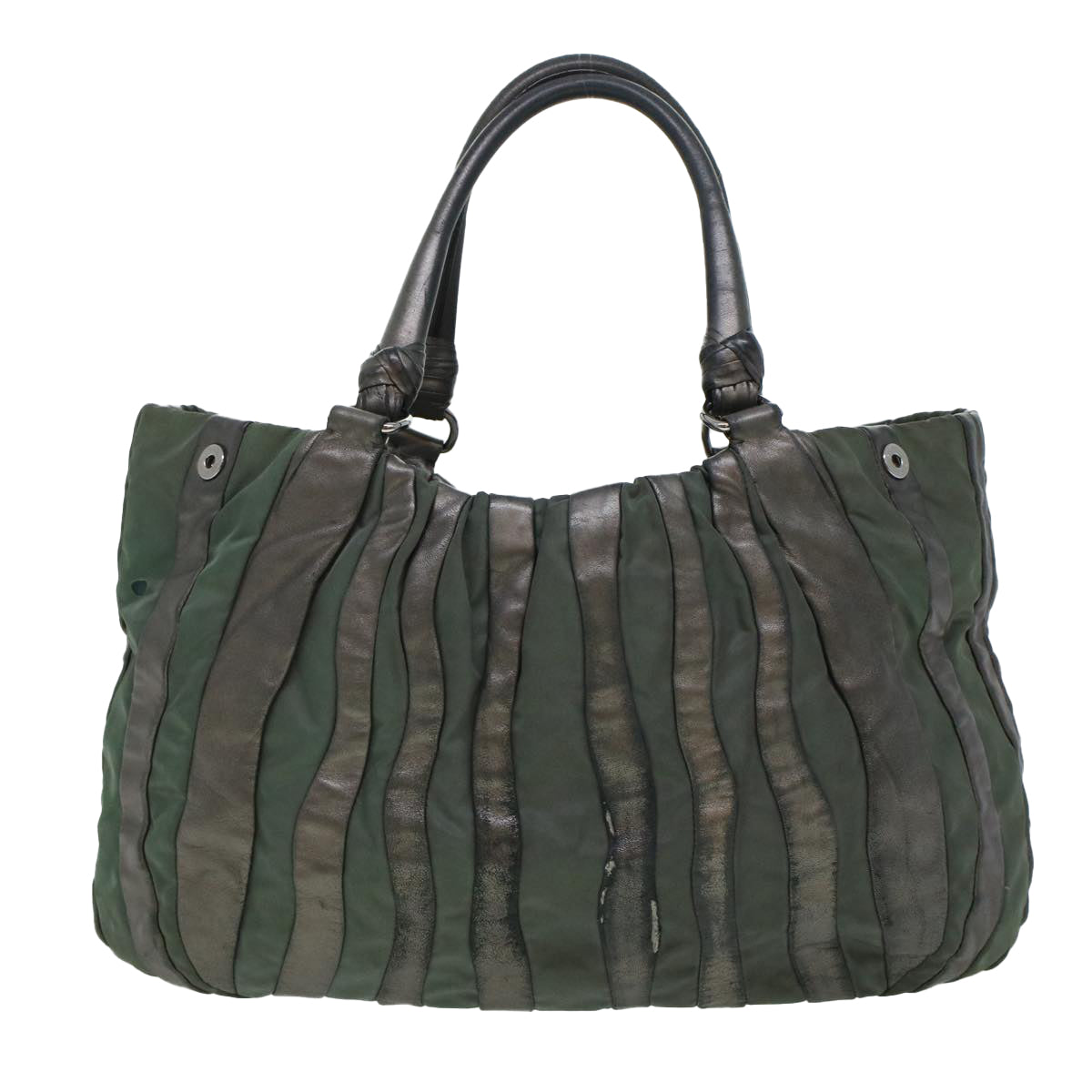PRADA Tote Bag Nylon Leather Gray Auth ar9630 - 0