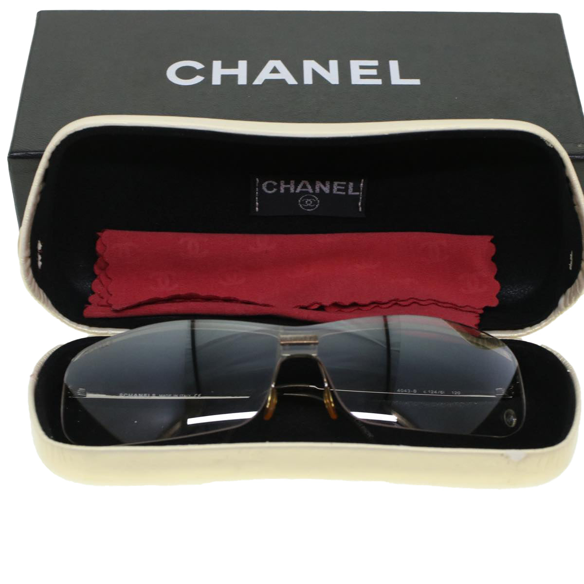 CHANEL Sunglasses Silver CC Auth ar9634