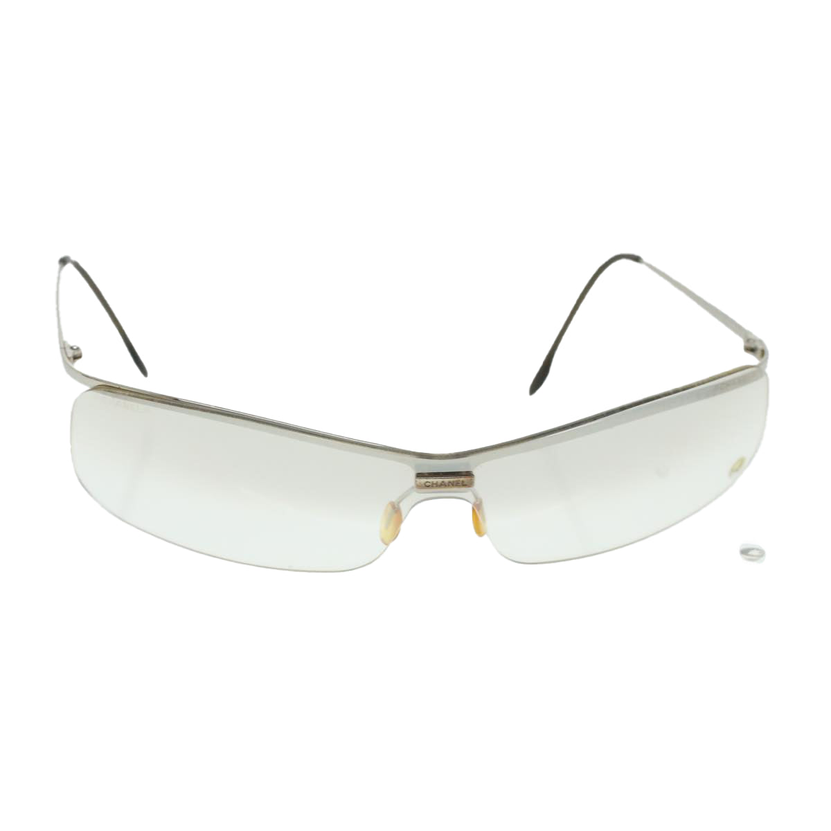CHANEL Sunglasses Silver CC Auth ar9634
