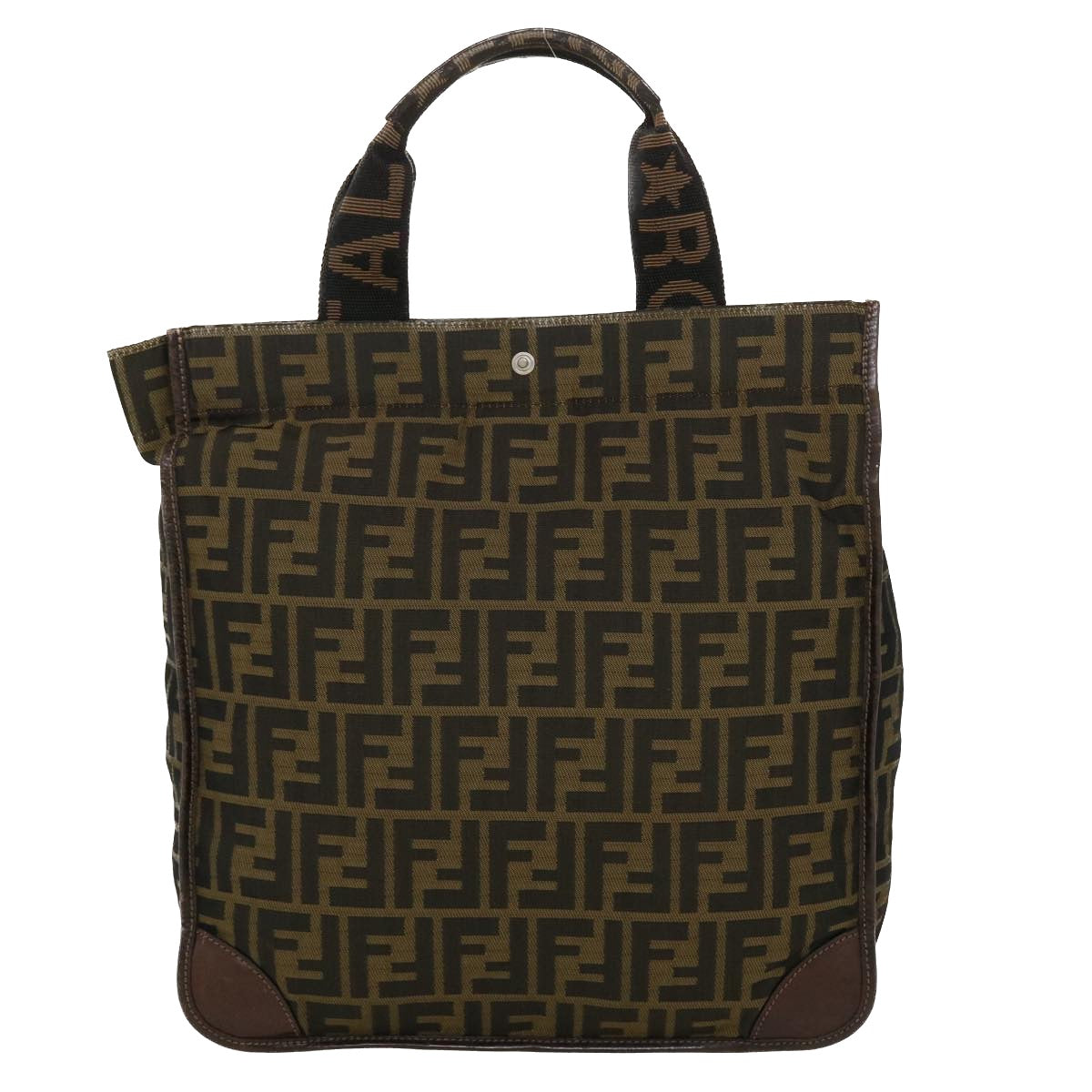 FENDI Zucca Canvas Hand Bag Black Brown 2321.26555.098 Auth ar9639 - 0