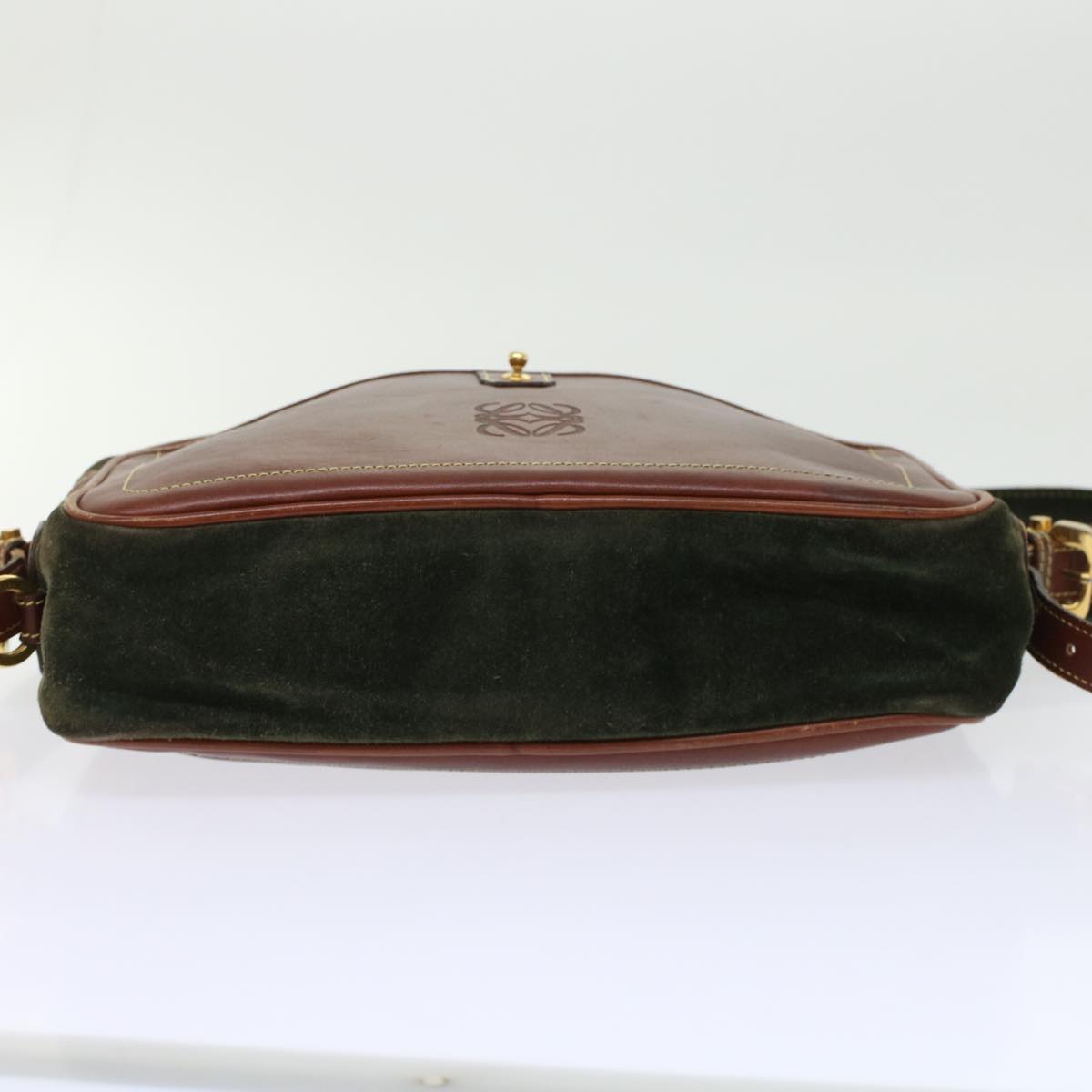 LOEWE Shoulder Bag Suede Leather Brown Auth ar9668B