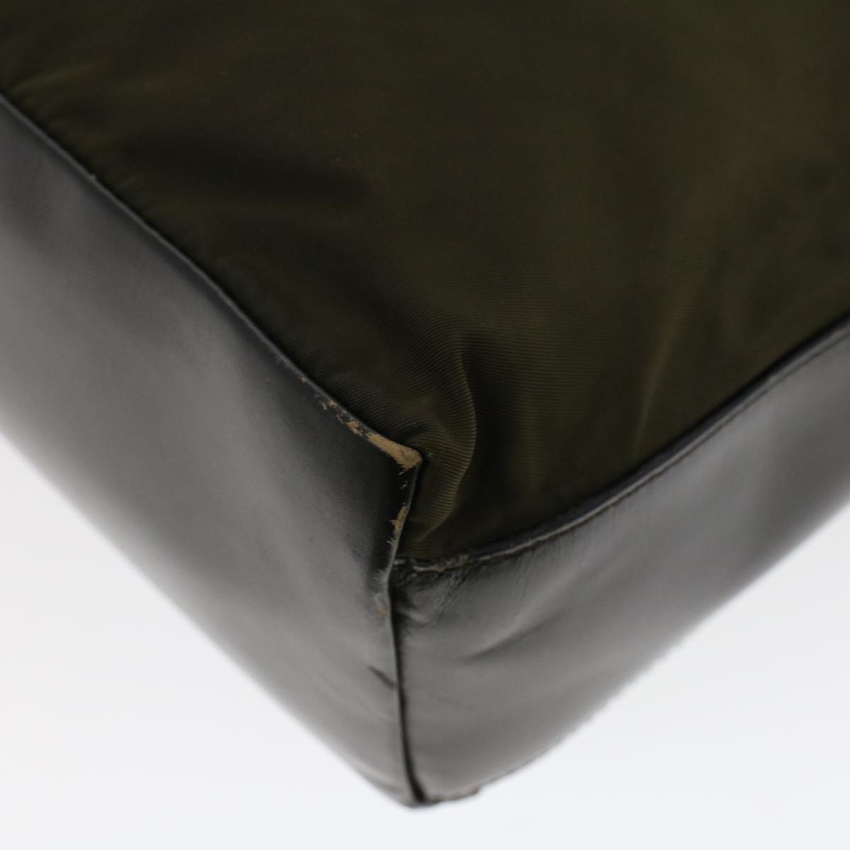 PRADA Shoulder Bag Nylon Leather Khaki Auth ar9674B