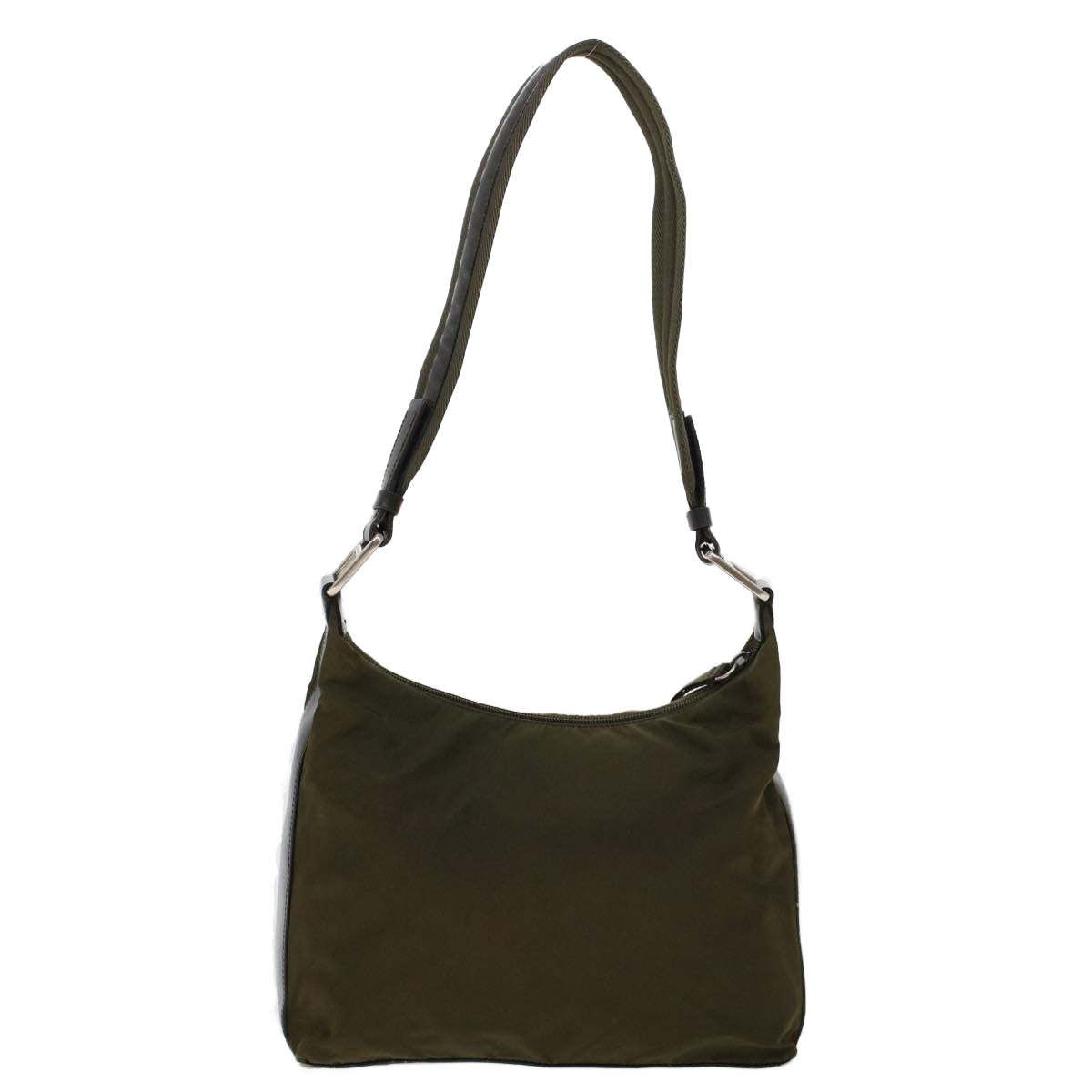 PRADA Shoulder Bag Nylon Leather Khaki Auth ar9674B - 0