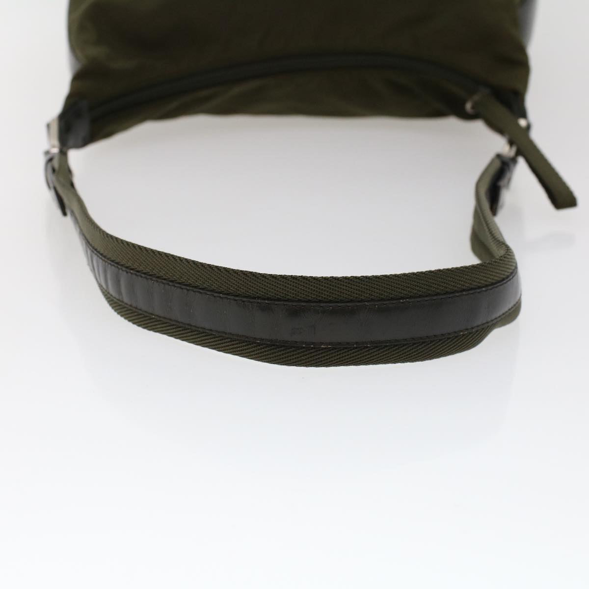 PRADA Shoulder Bag Nylon Leather Khaki Auth ar9674B