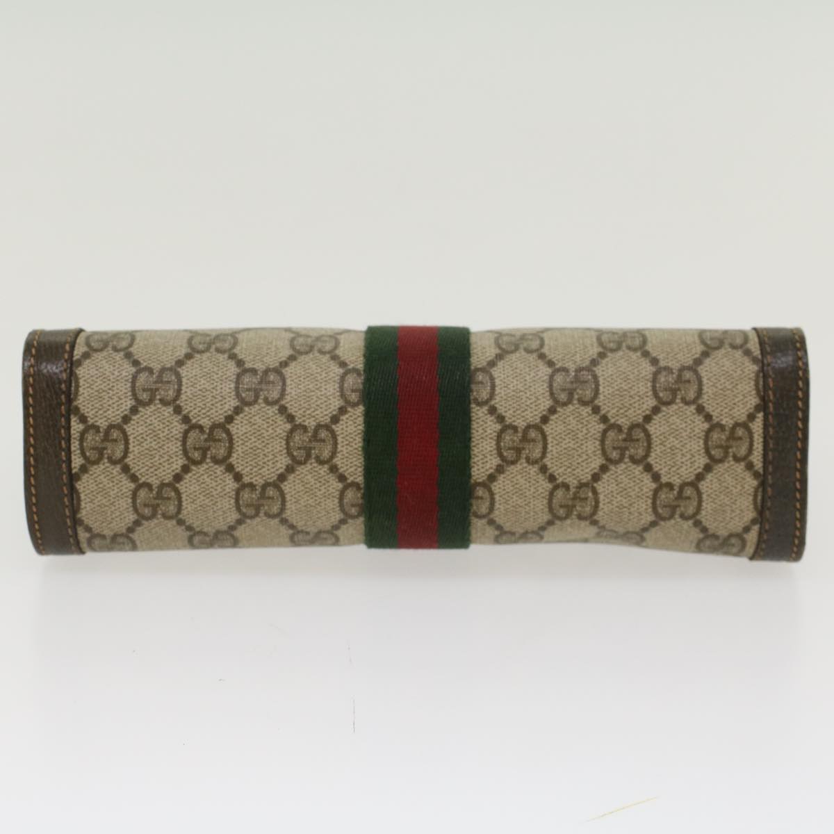 GUCCI GG Canvas Web Sherry Line Clutch Bag Beige Red Green Auth ar9687B