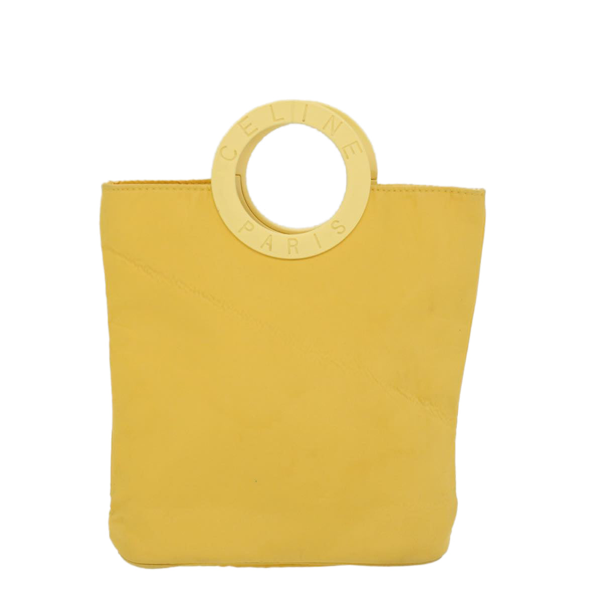 CELINE Hand Bag Nylon Yellow Auth ar9694B