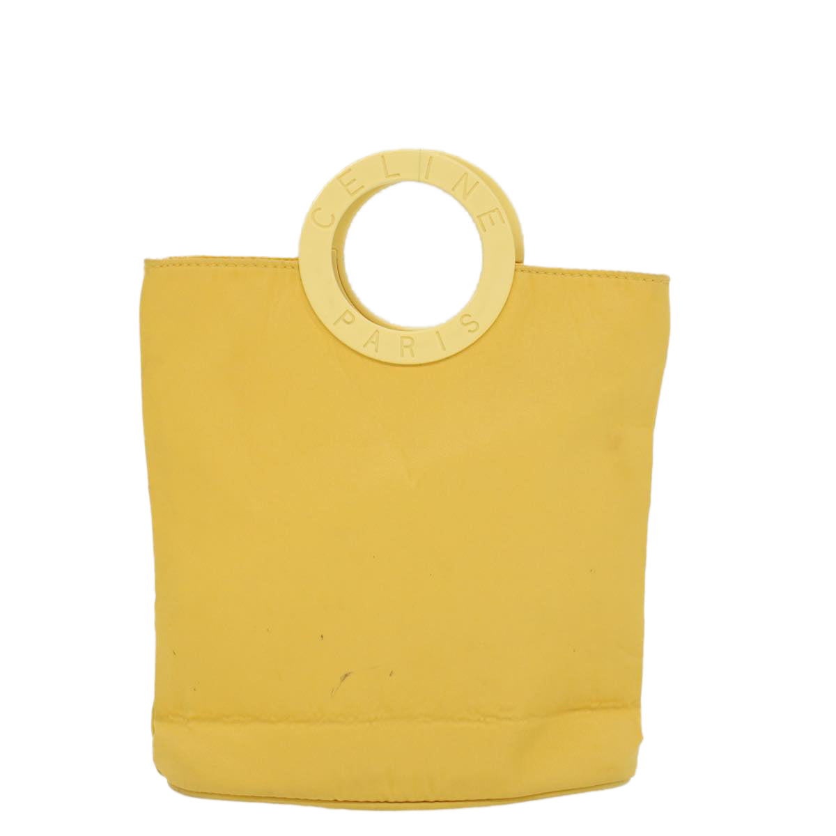 CELINE Hand Bag Nylon Yellow Auth ar9694B