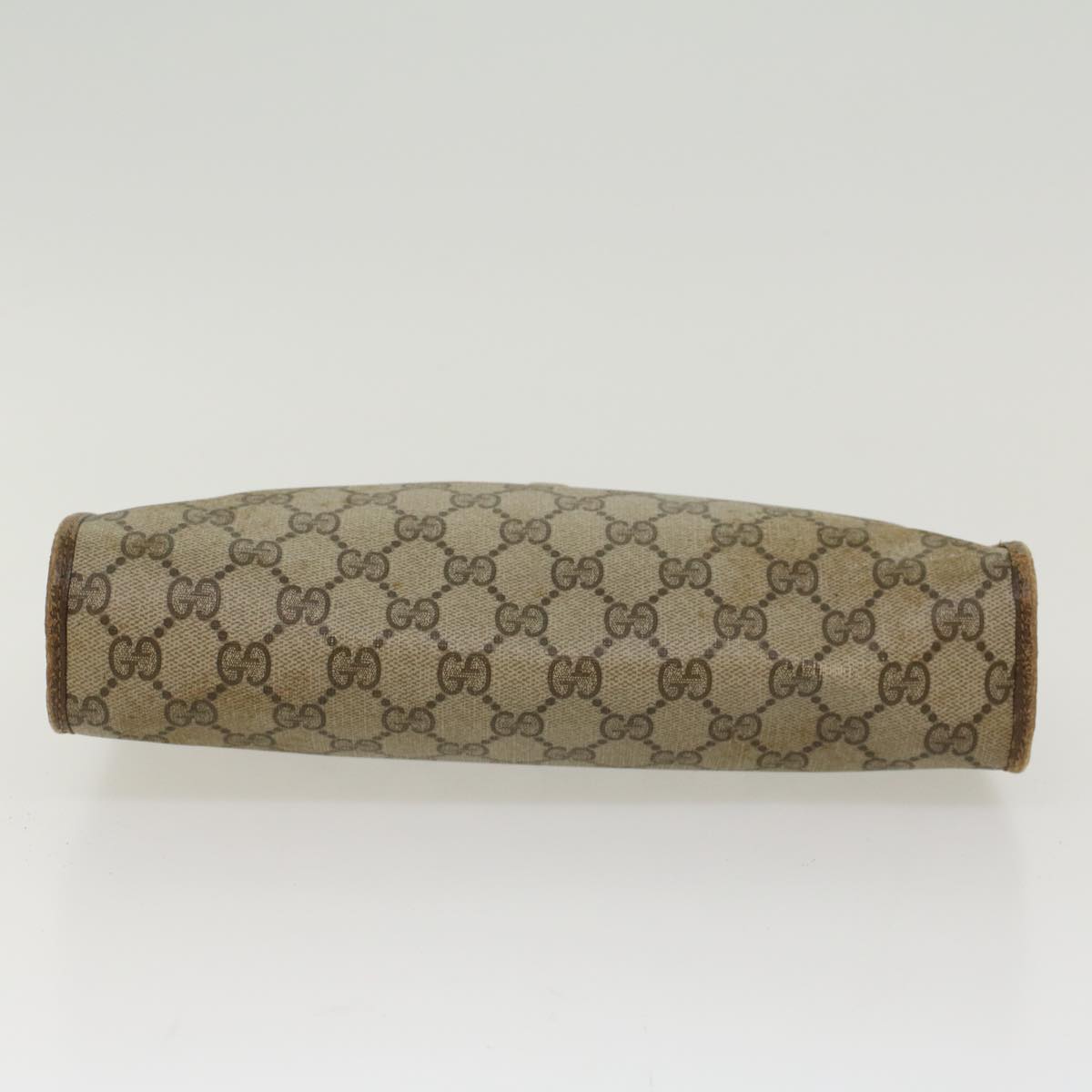 GUCCI GG Canvas Clutch Bag PVC Leather Beige 97.01.037 Auth ar9696B