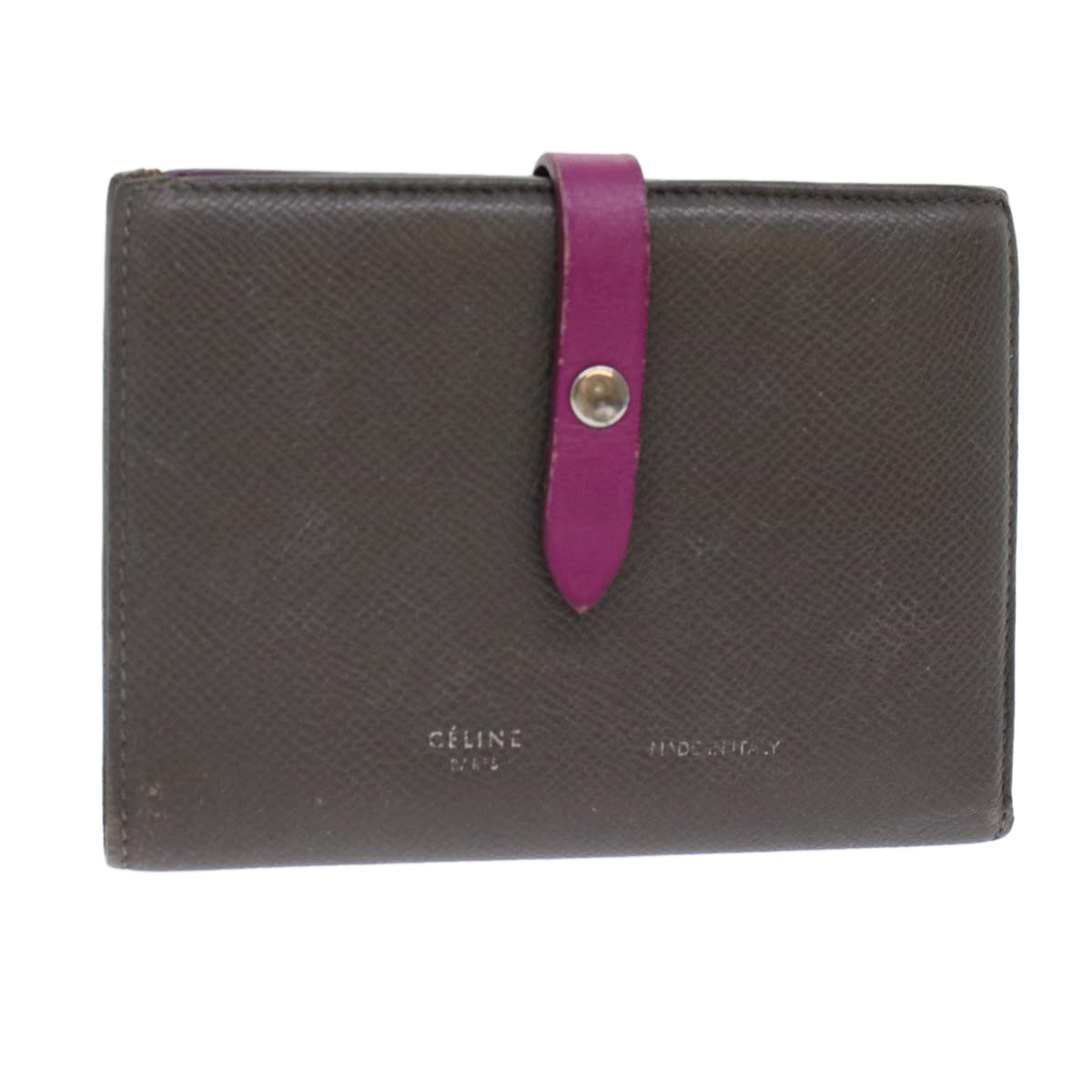 CELINE Wallet Leather Gray Auth ar9714B