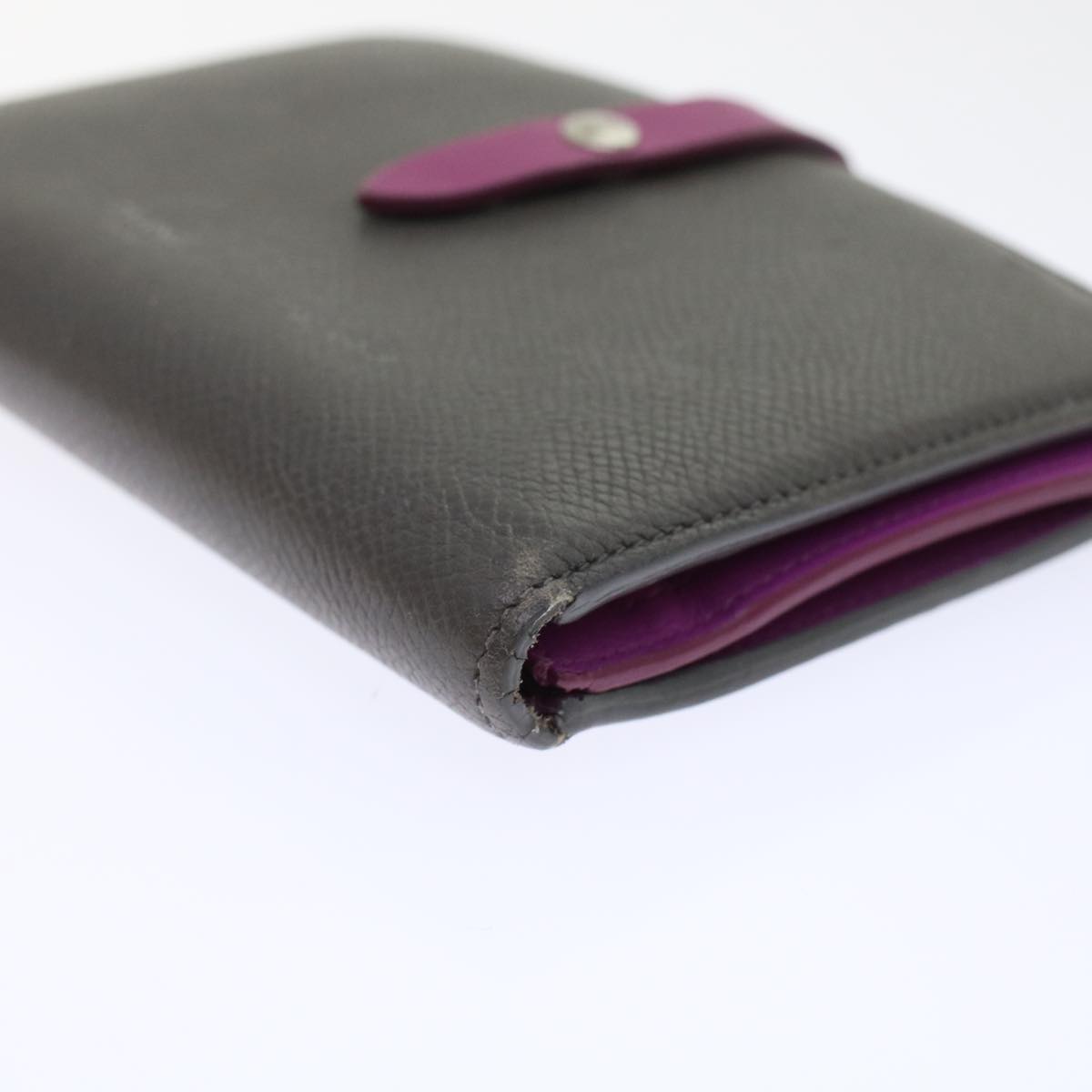 CELINE Wallet Leather Gray Auth ar9714B