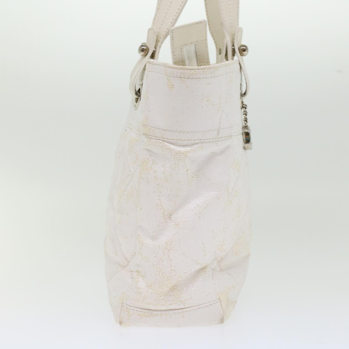 CHANEL Shoulder Bag Coated Canvas White CC Auth ar9716