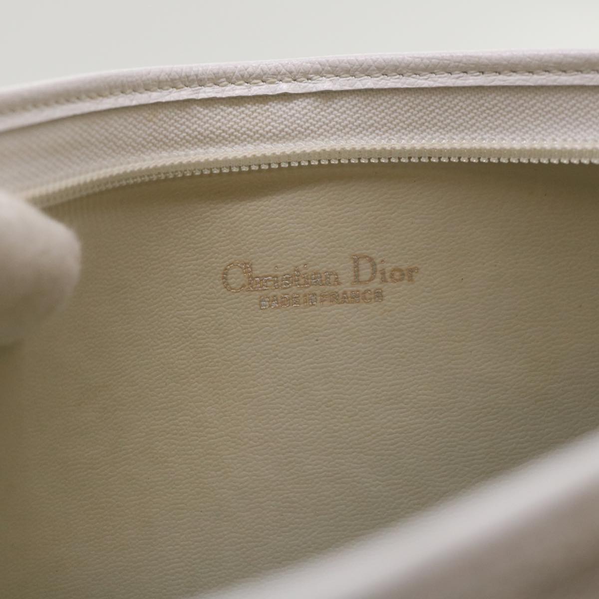 Christian Dior Honeycomb Canvas Clutch Bag White Auth ar9732