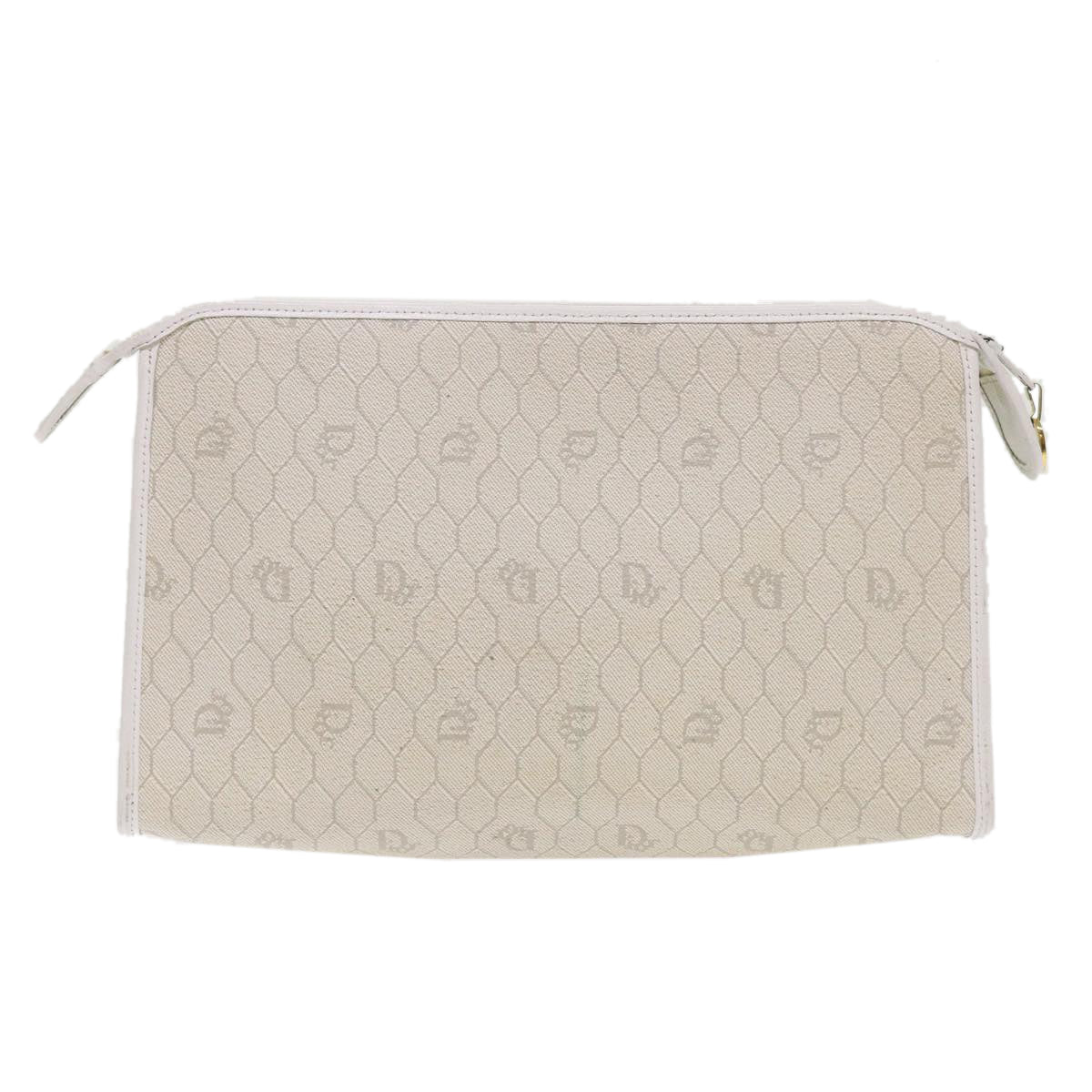 Christian Dior Honeycomb Canvas Clutch Bag White Auth ar9732 - 0