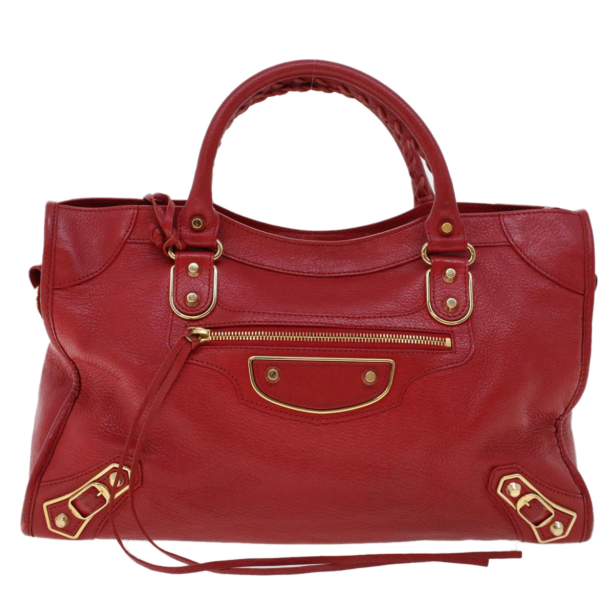 BALENCIAGA The City Hand Bag Leather 2way Red 390154 Auth ar9761