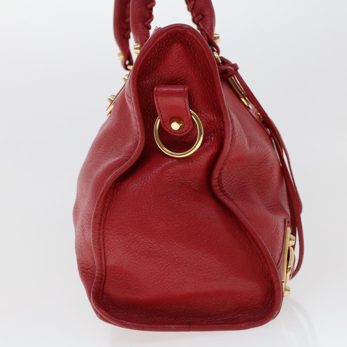 BALENCIAGA The City Hand Bag Leather 2way Red 390154 Auth ar9761