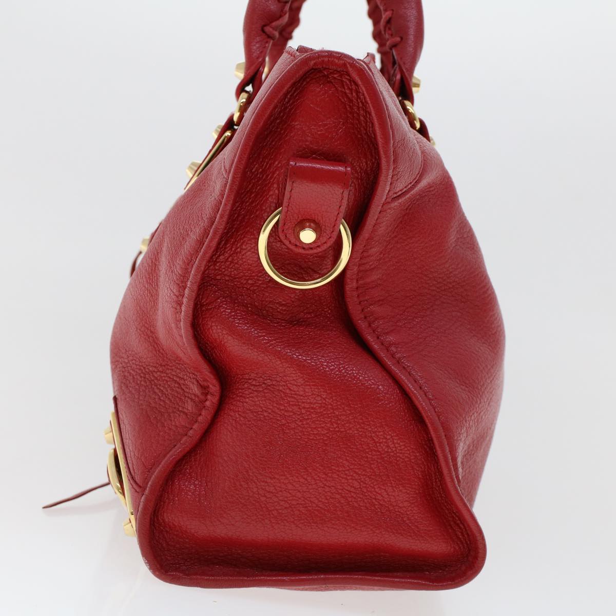 BALENCIAGA The City Hand Bag Leather 2way Red 390154 Auth ar9761