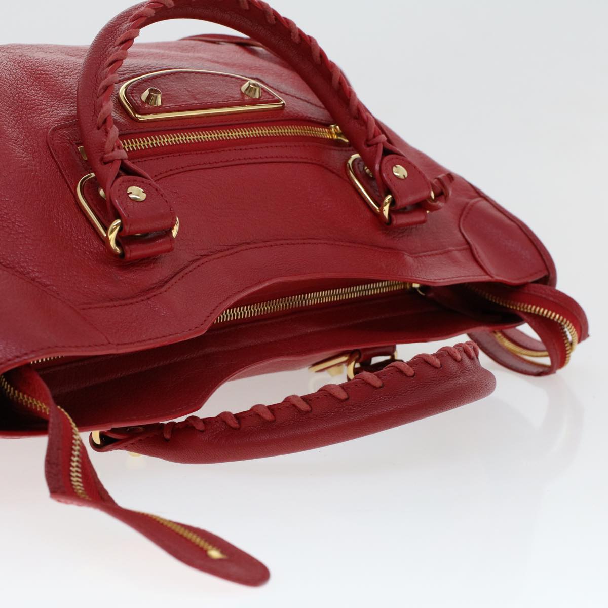 BALENCIAGA The City Hand Bag Leather 2way Red 390154 Auth ar9761