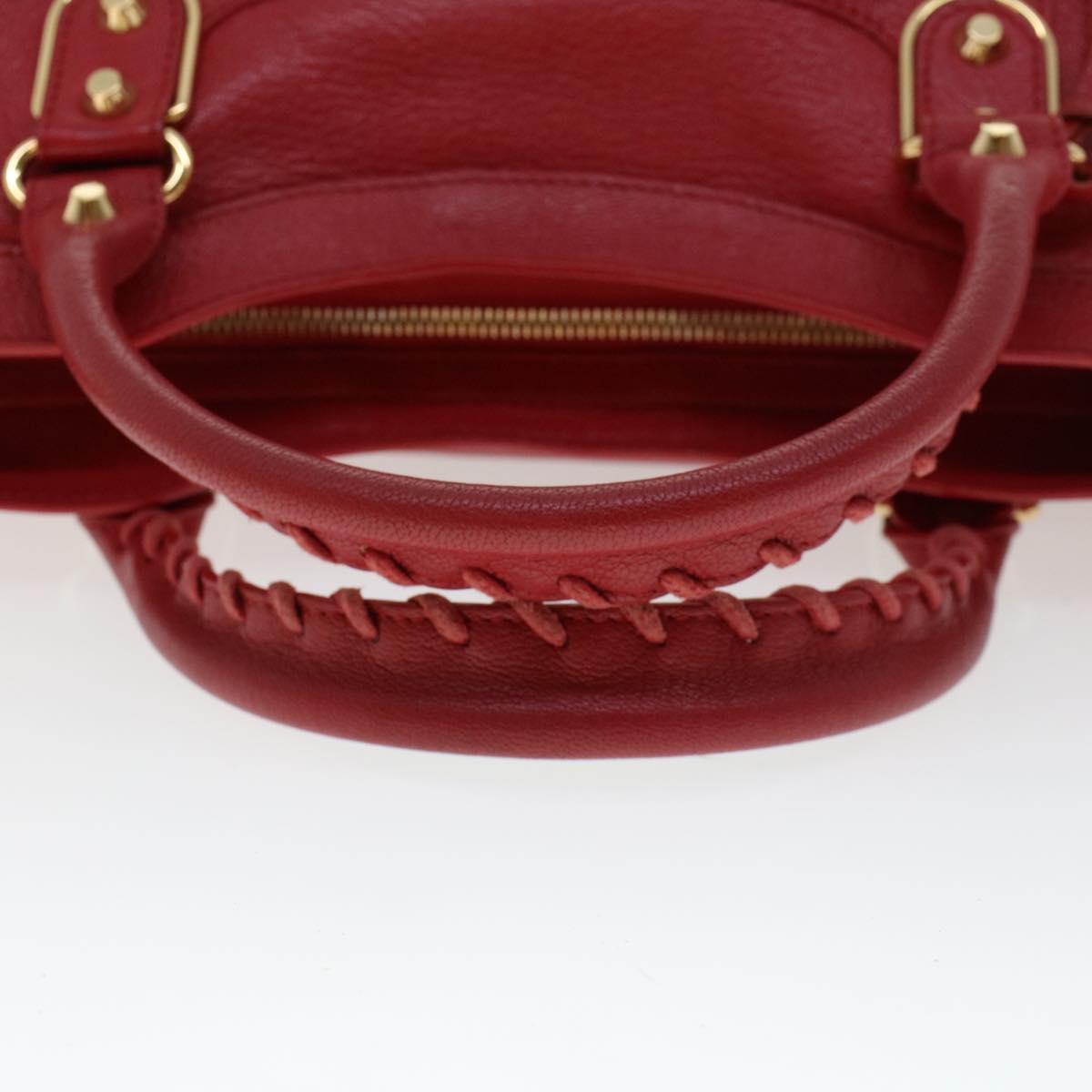 BALENCIAGA The City Hand Bag Leather 2way Red 390154 Auth ar9761