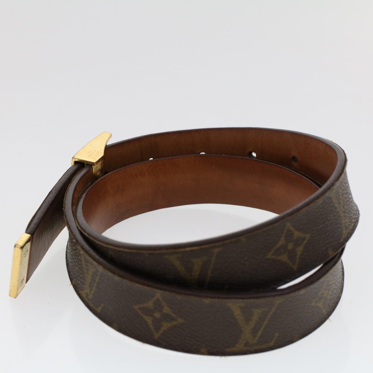 LOUIS VUITTON Monogram Ceinture Carre Belt 37.4"" M6801 LV Auth ar9772