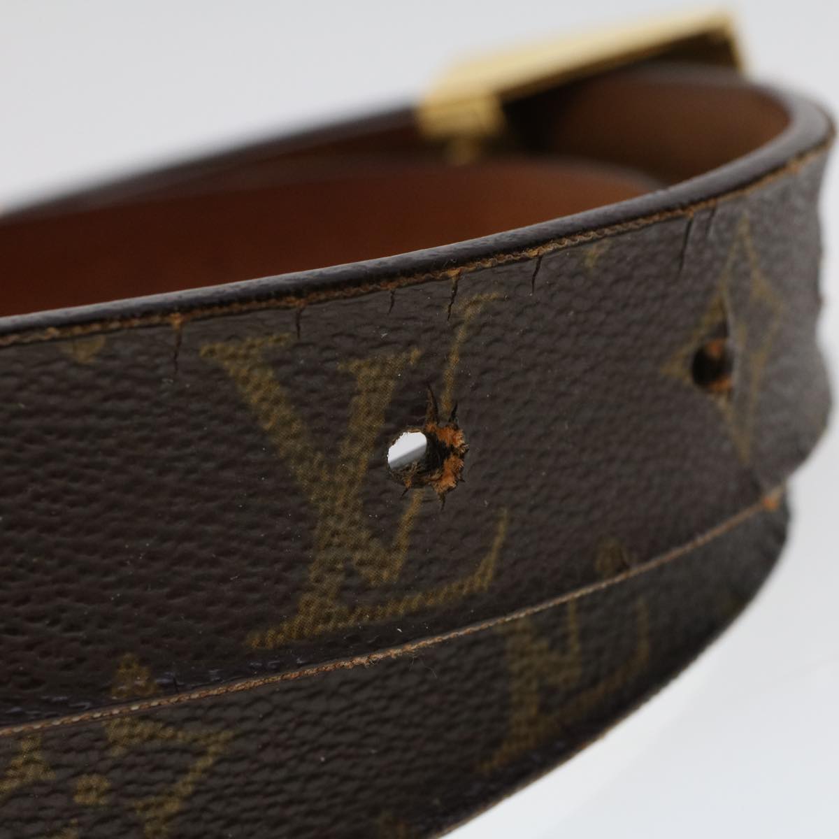 LOUIS VUITTON Monogram Ceinture Carre Belt 37.4"" M6801 LV Auth ar9772