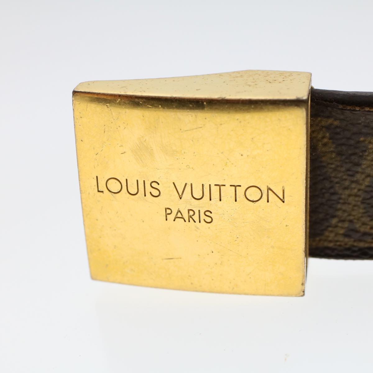 LOUIS VUITTON Monogram Ceinture Carre Belt 37.4"" M6801 LV Auth ar9772