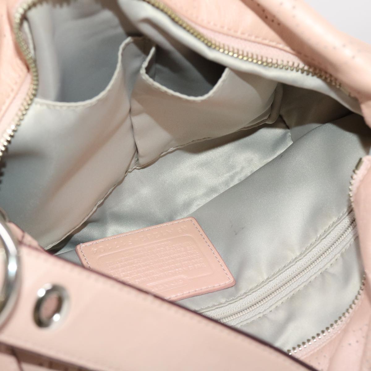 Coach Signature Shoulder Bag Nylon Leather 3Set White Pink Auth ar9788