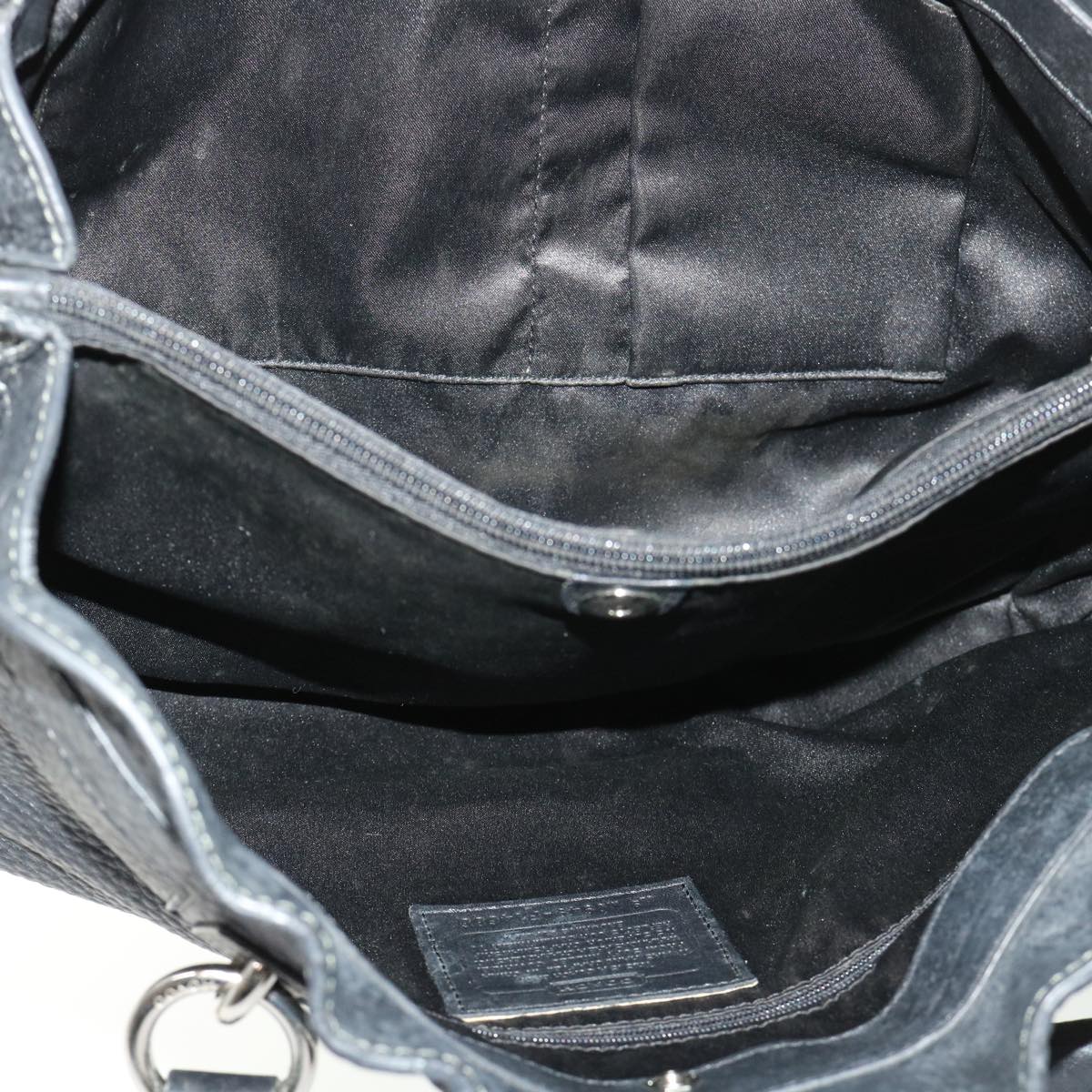 Coach Tote Bag Leather 3Set Black Auth ar9796