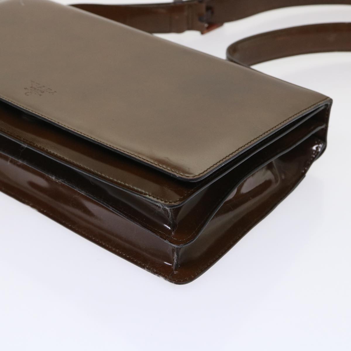 PRADA Shoulder Bag Patent leather Brown Auth ar9805B