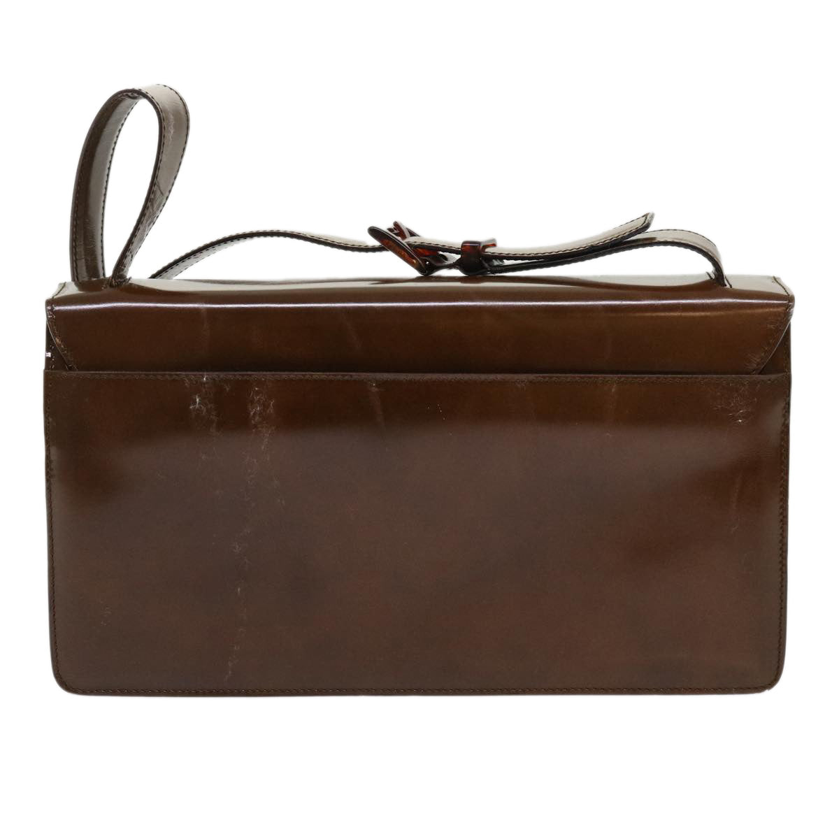 PRADA Shoulder Bag Patent leather Brown Auth ar9805B - 0
